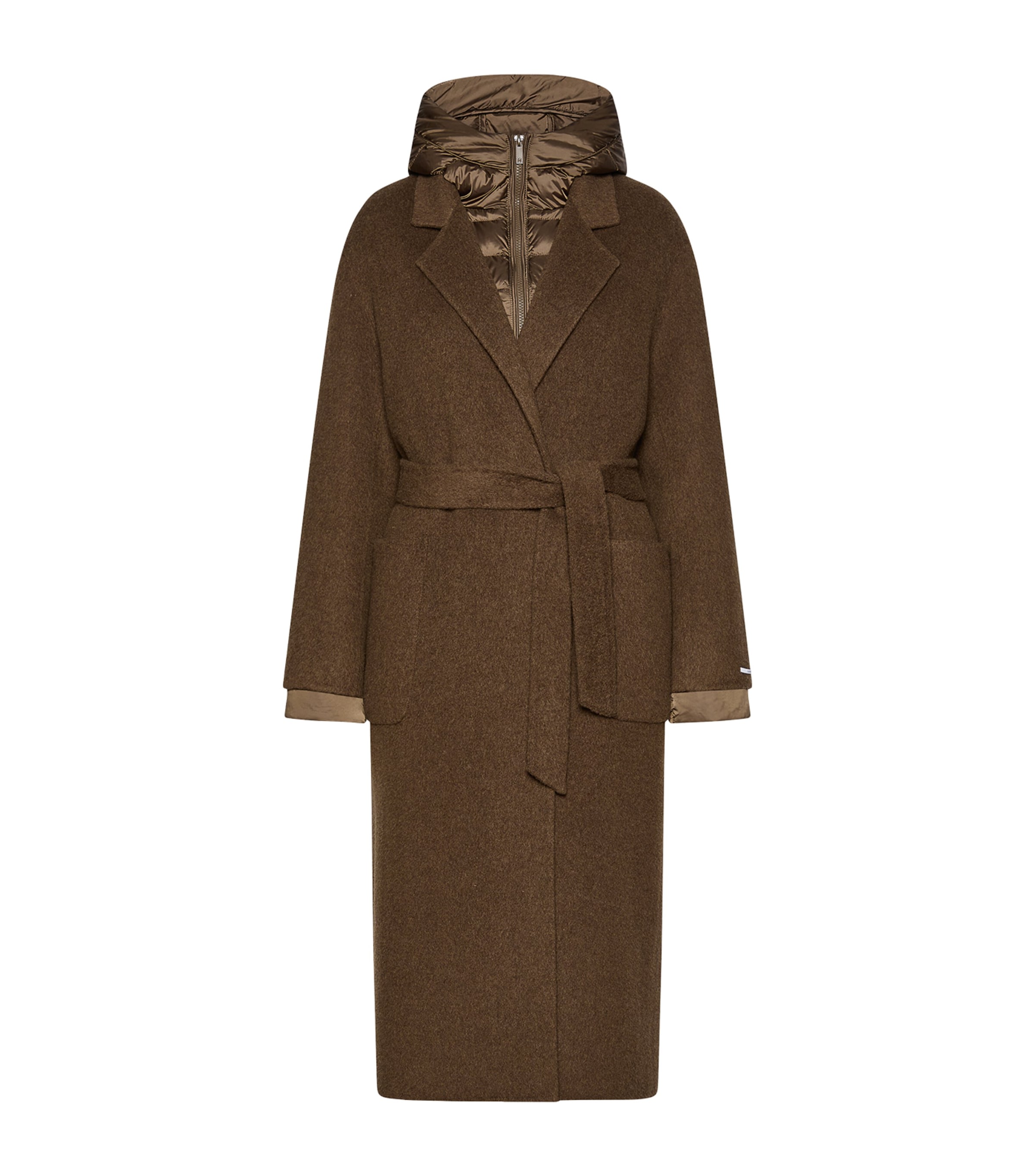 Marella Womens Wool-Alpaca Layered Coat Oil Green Image 1