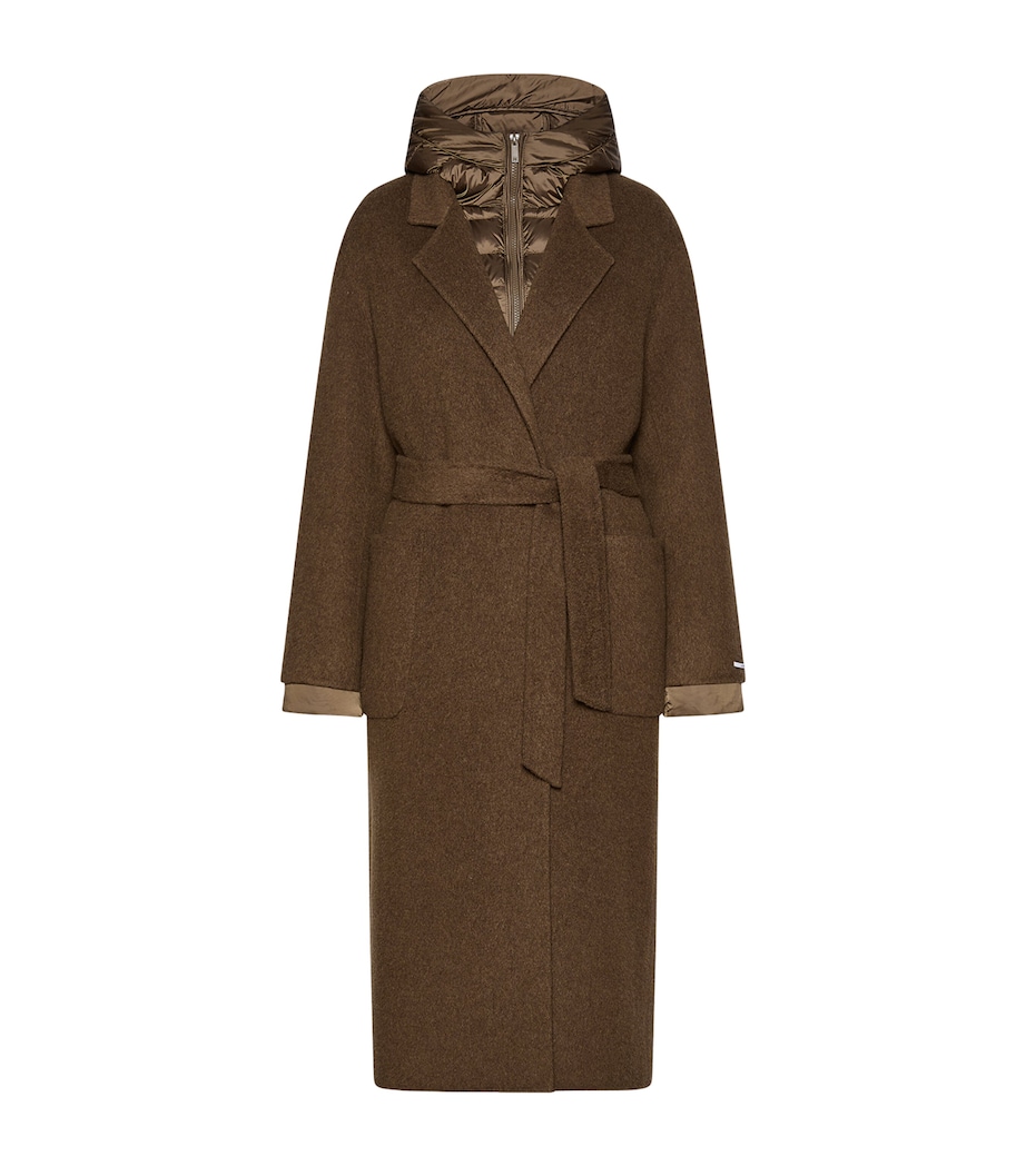 Marella Womens Wool-Alpaca Layered Coat Oil Green Image 1
