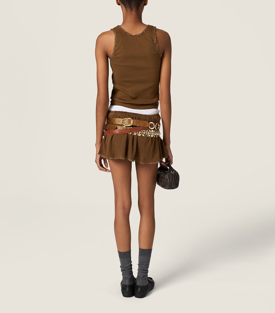 Miu Miu Womens Cotton Ribbed Logo Tank Top Image 3