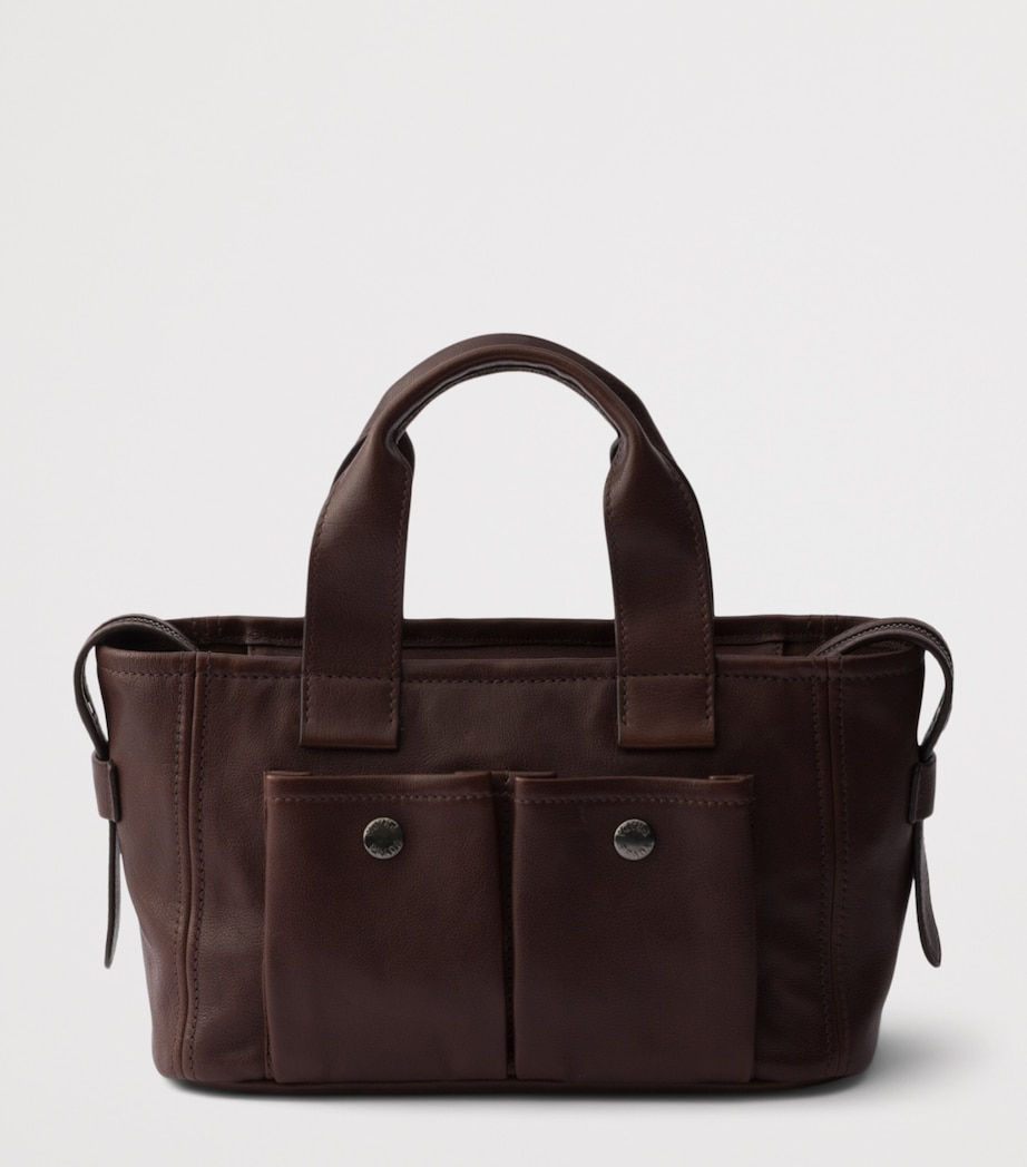 Prada Medium Buffalo Leather Route Tote Bag Brown Image 3