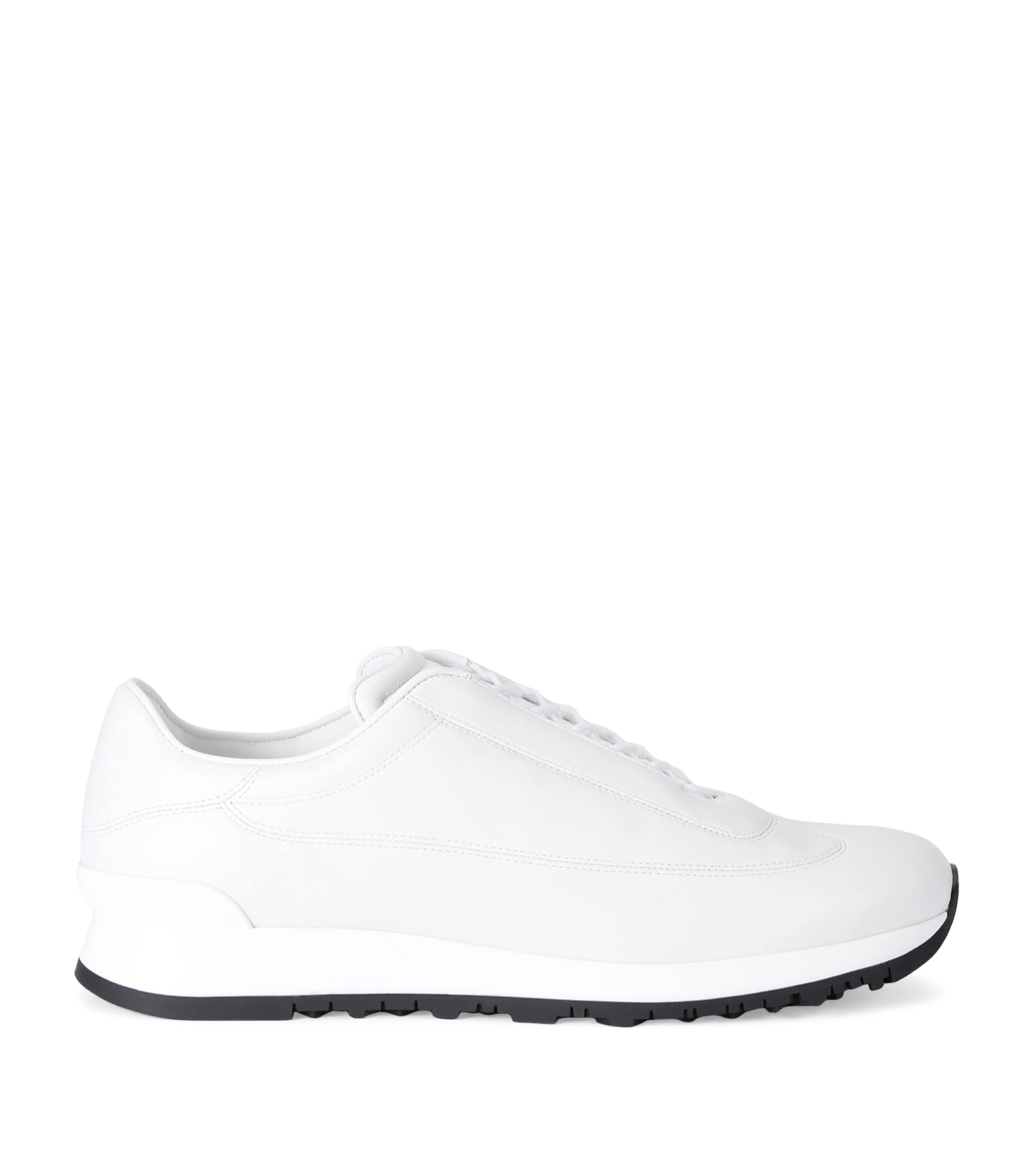 Shop John Lobb Leather River Sneakers In White