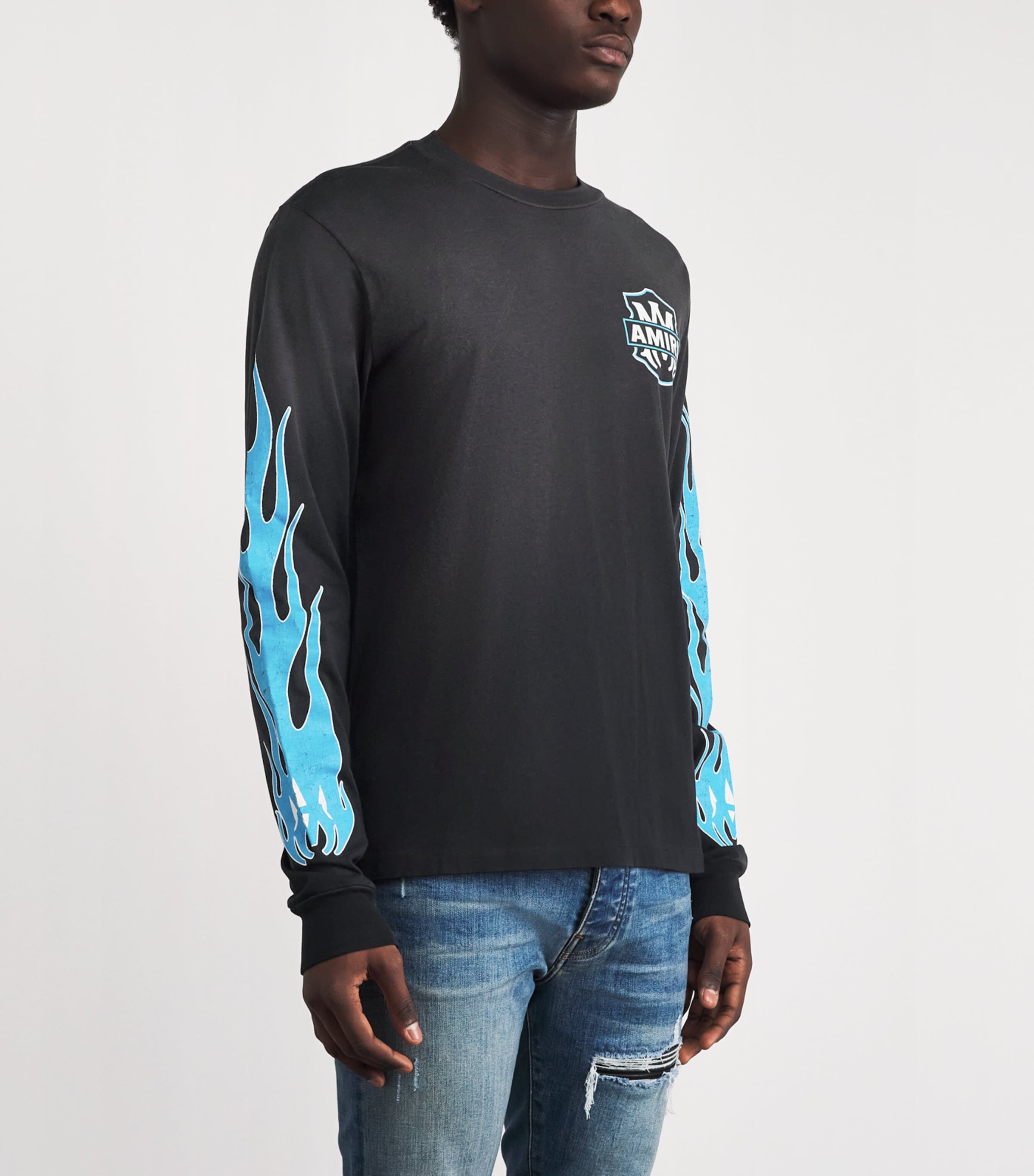 AMIRI Mens Cotton Eagle Flames Long-Sleeve T-Shirt Black Image 4