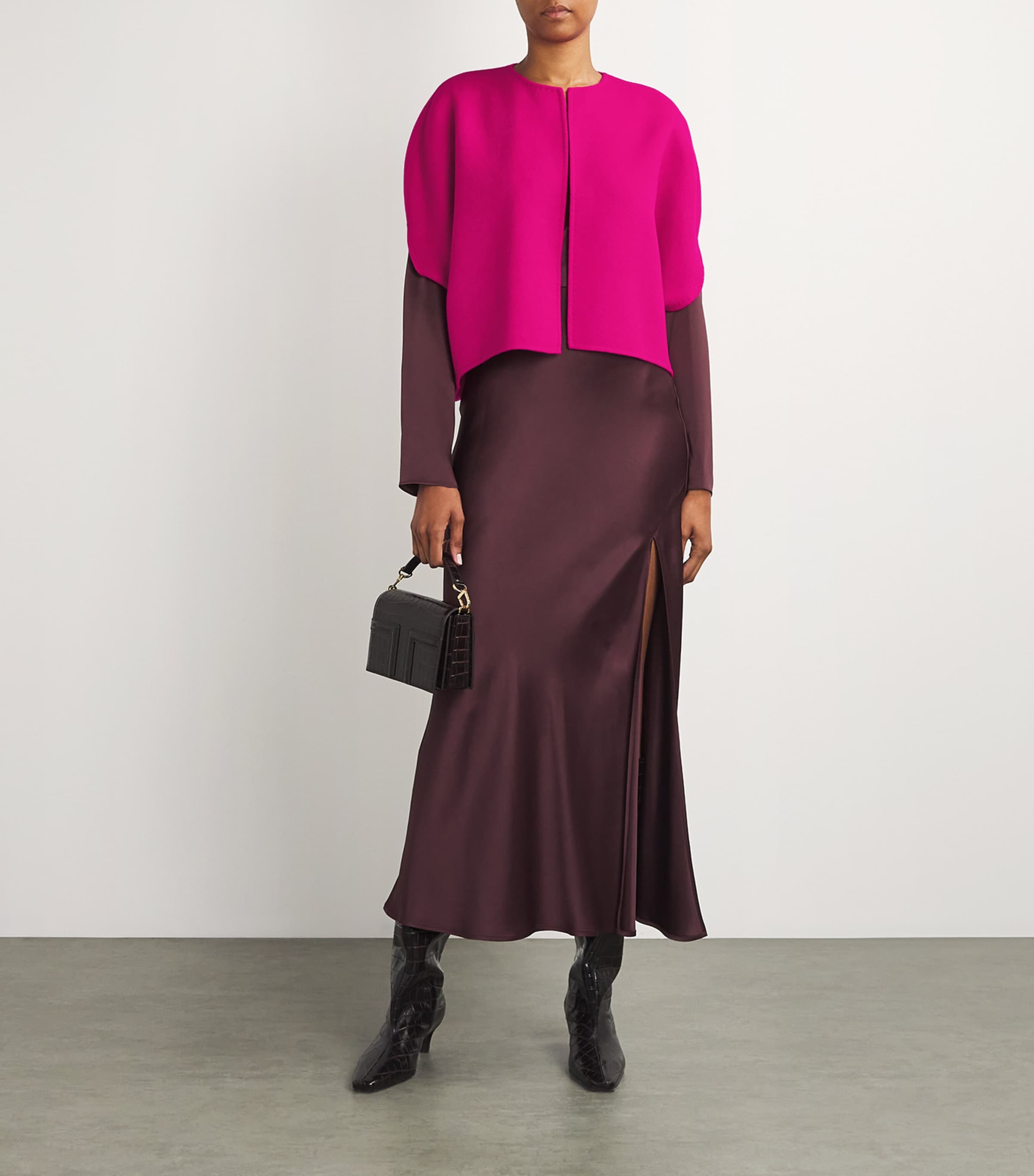 Wolk Morais Womens Cashmere Cocoon Cape Magenta Image 2