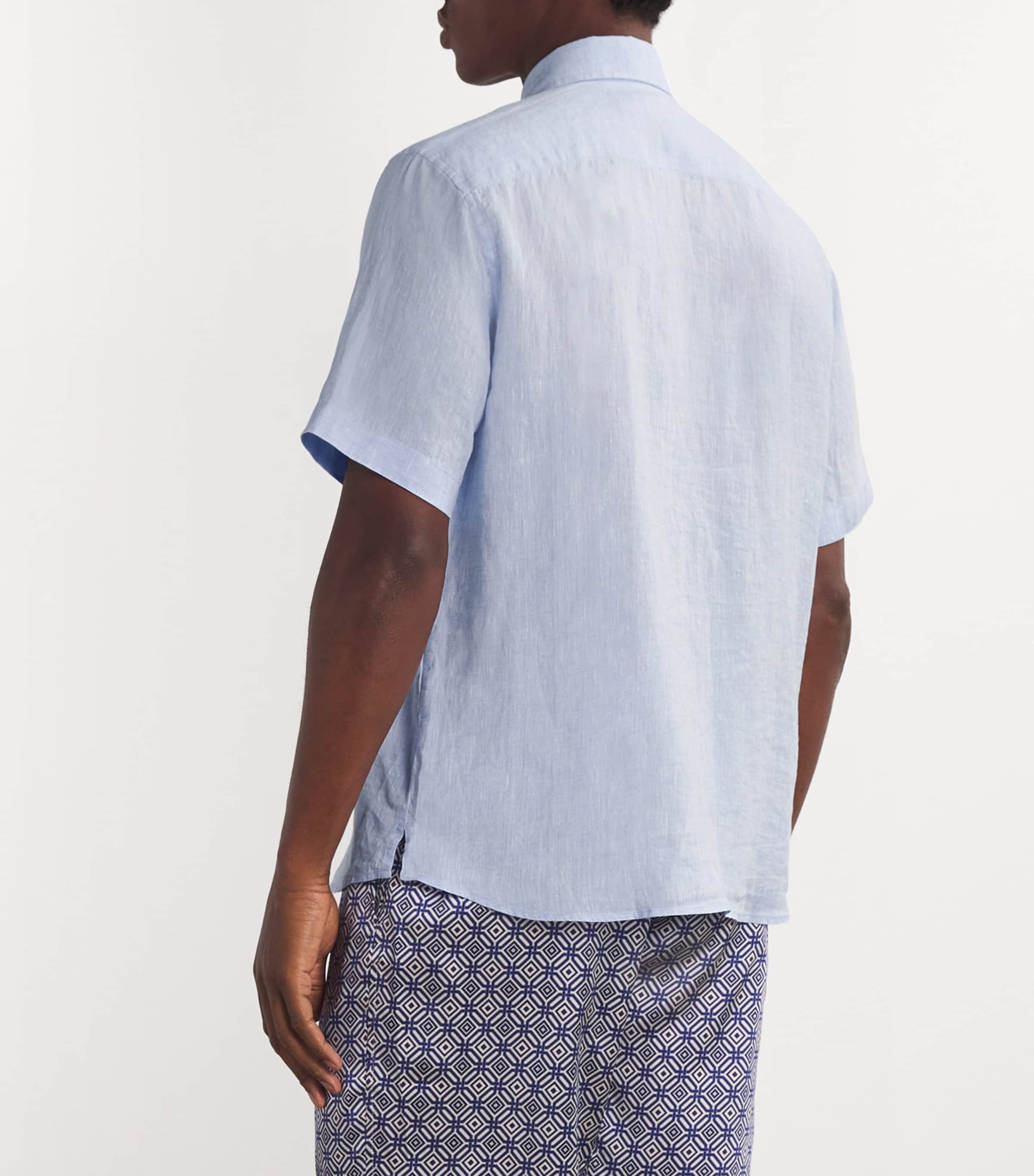 Linen Castro Short-Sleeve Shirt BABY BLUE Image 4