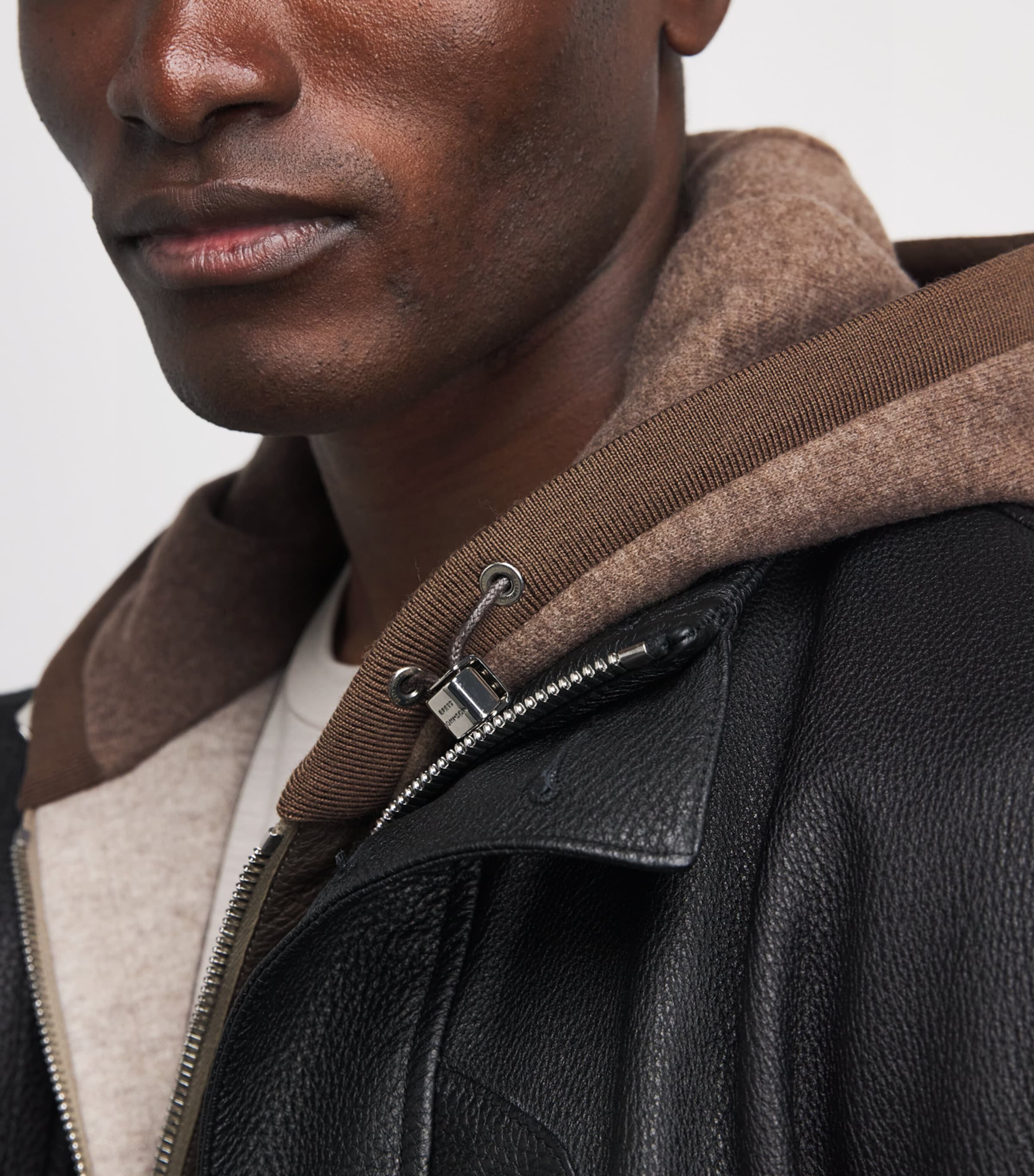 Brett Johnson Mens Cashmere-Blend Zip-Up Hoodie Chestnut Image 3