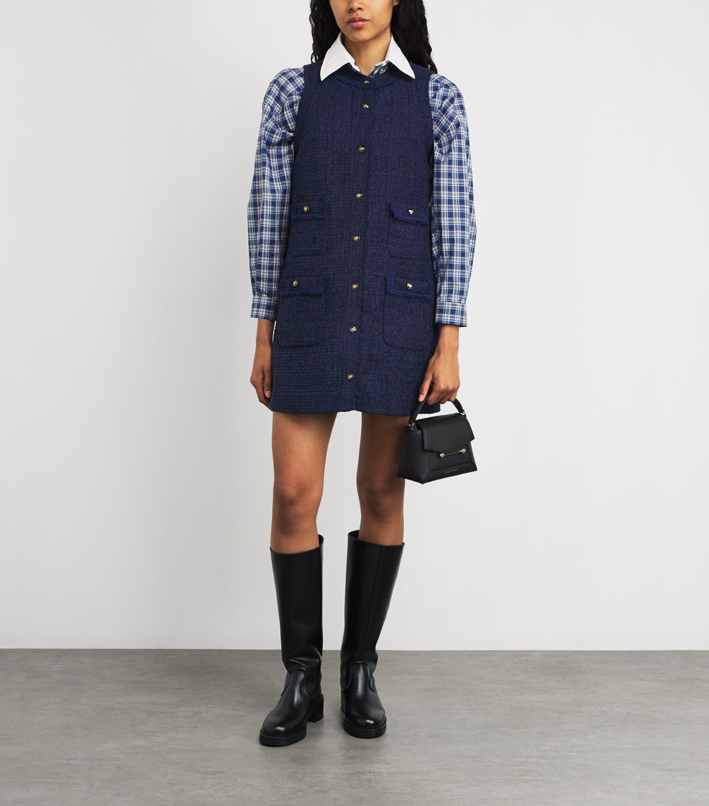 Tweed Mini Dress NAVY BLUE Image 2