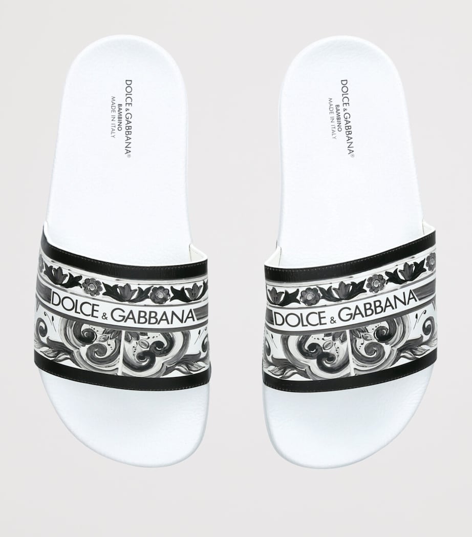 Leather Majolica Slides WHITE/BLK Image 4