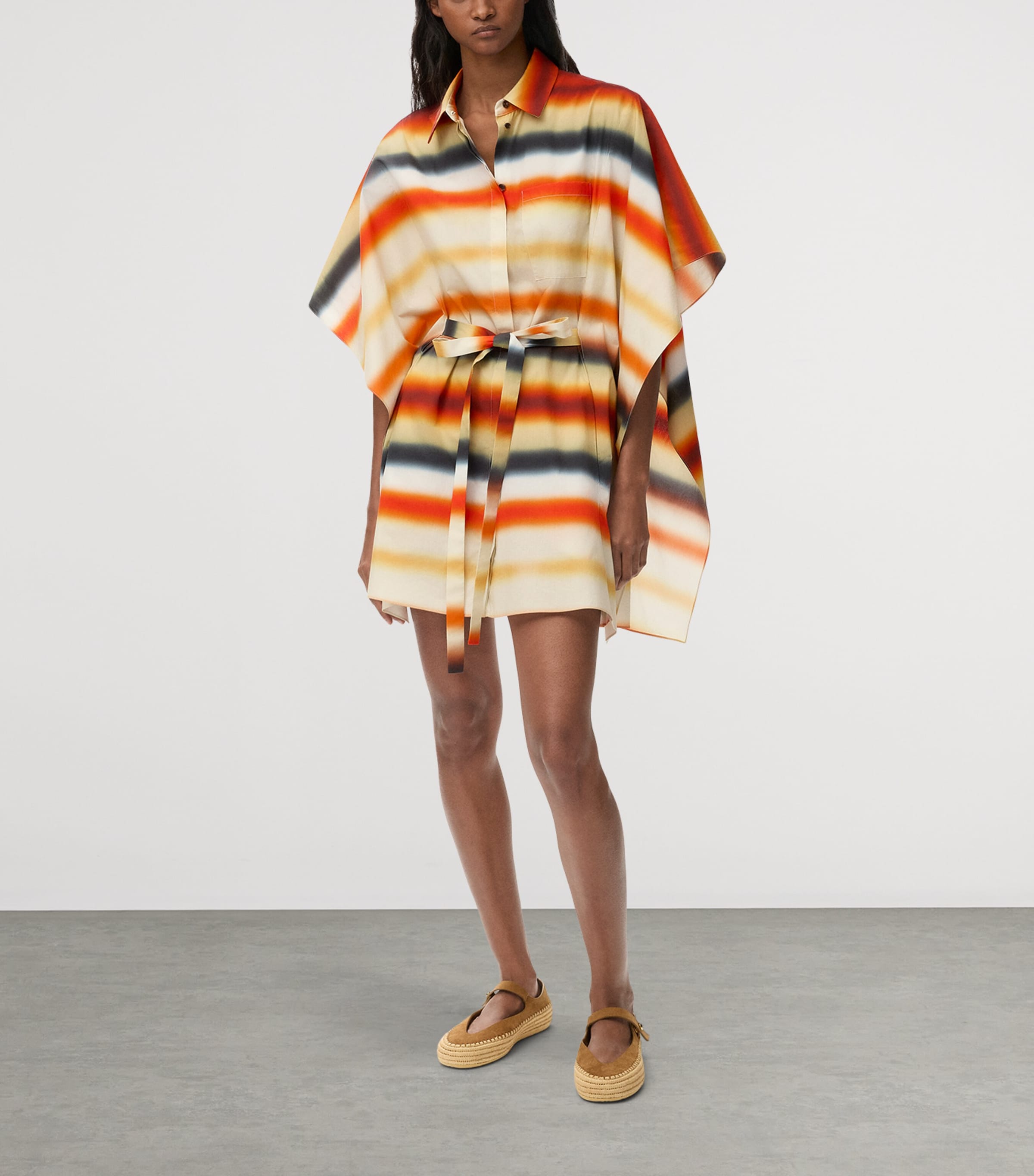 LOEWE Womens x Paula's Ibiza Cotton-Blend Stripe Kaftan Orange/multicolor Image 2