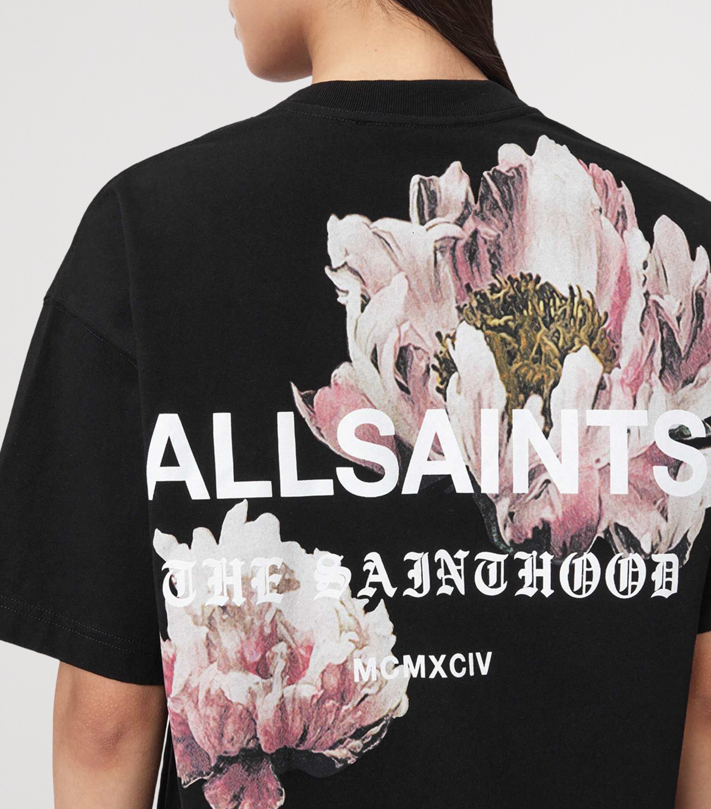 AllSaints Womens Flower Print Eliana Etta T-Shirt Black Image 6