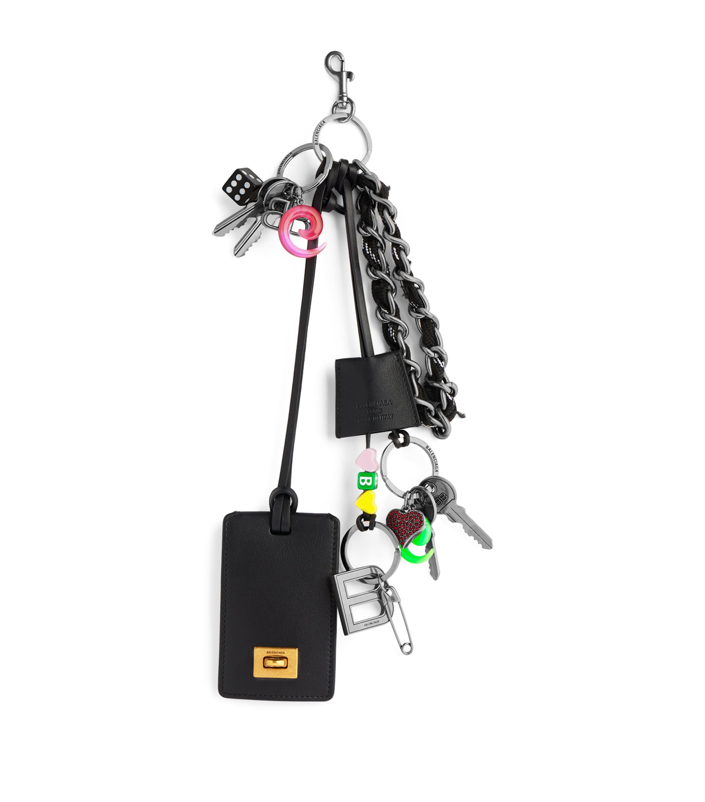 Balenciaga Rodeo Full Charm Tag Keyring In Black