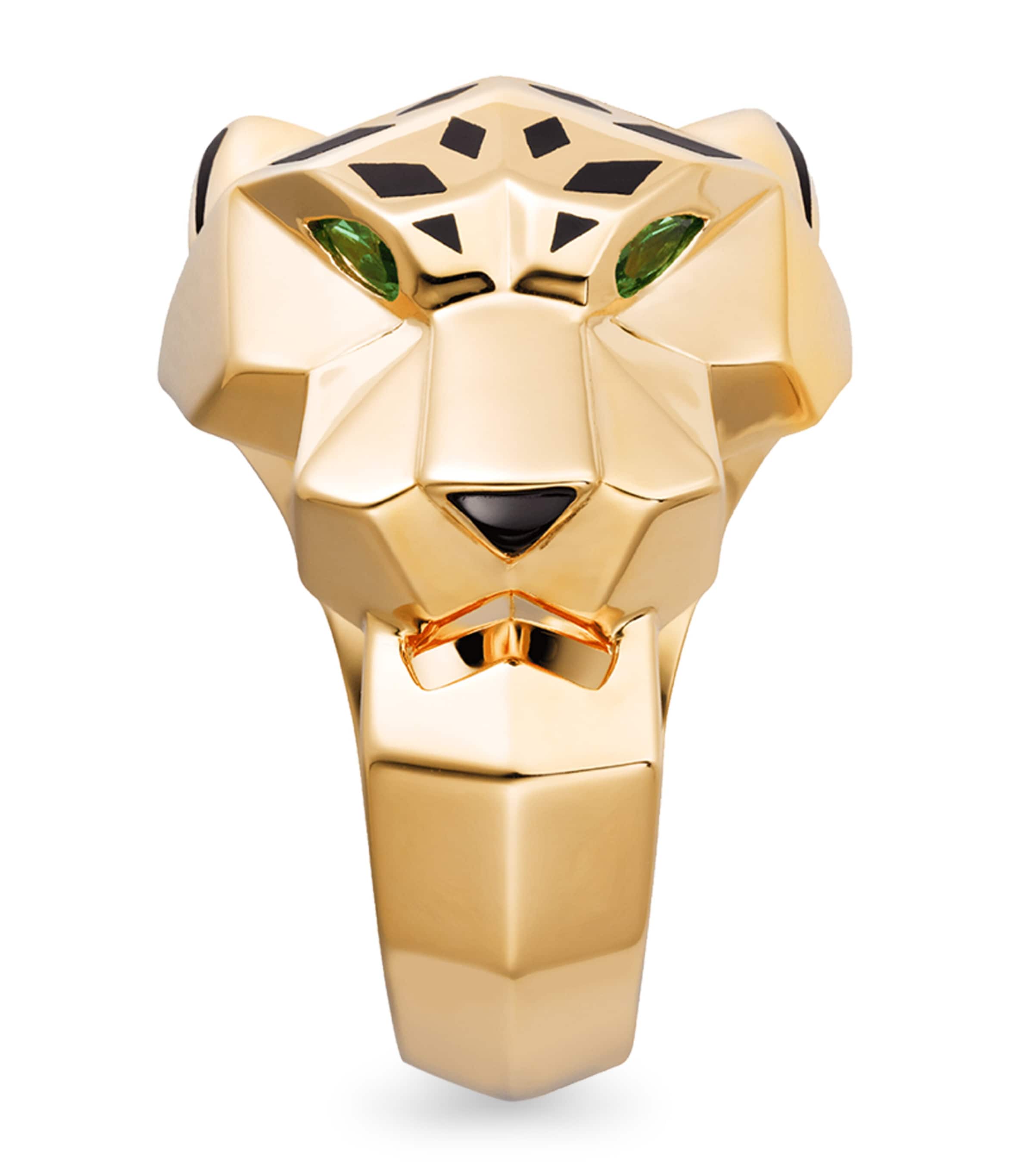 Yellow Gold, Tsavorite and Onyx Panthère de Cartier Ring MULTI Image 2
