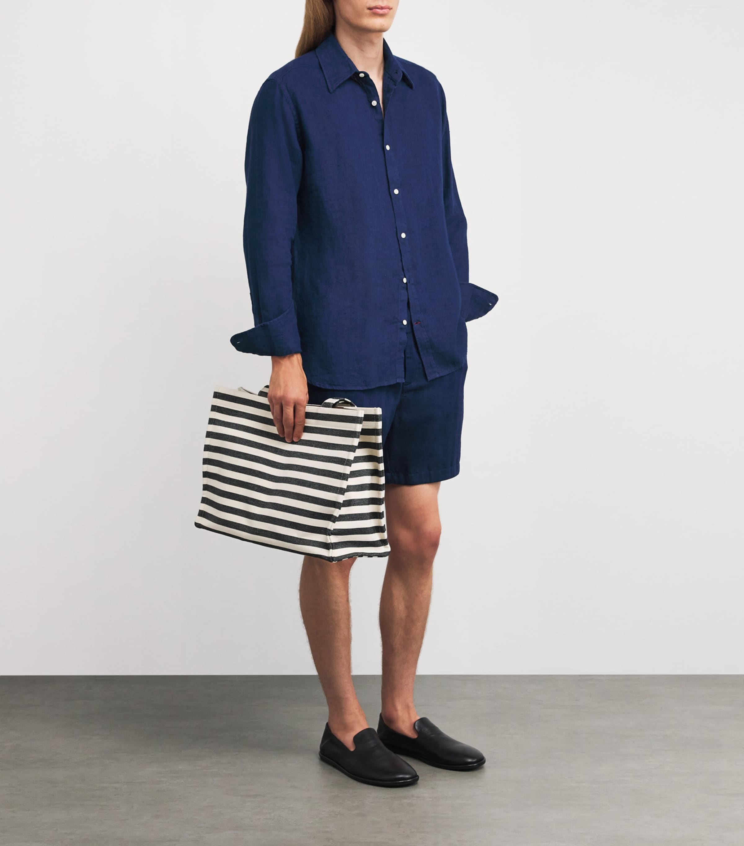 Oliver Spencer Mens Linen Conduit Classic Shirt Navy Image 2