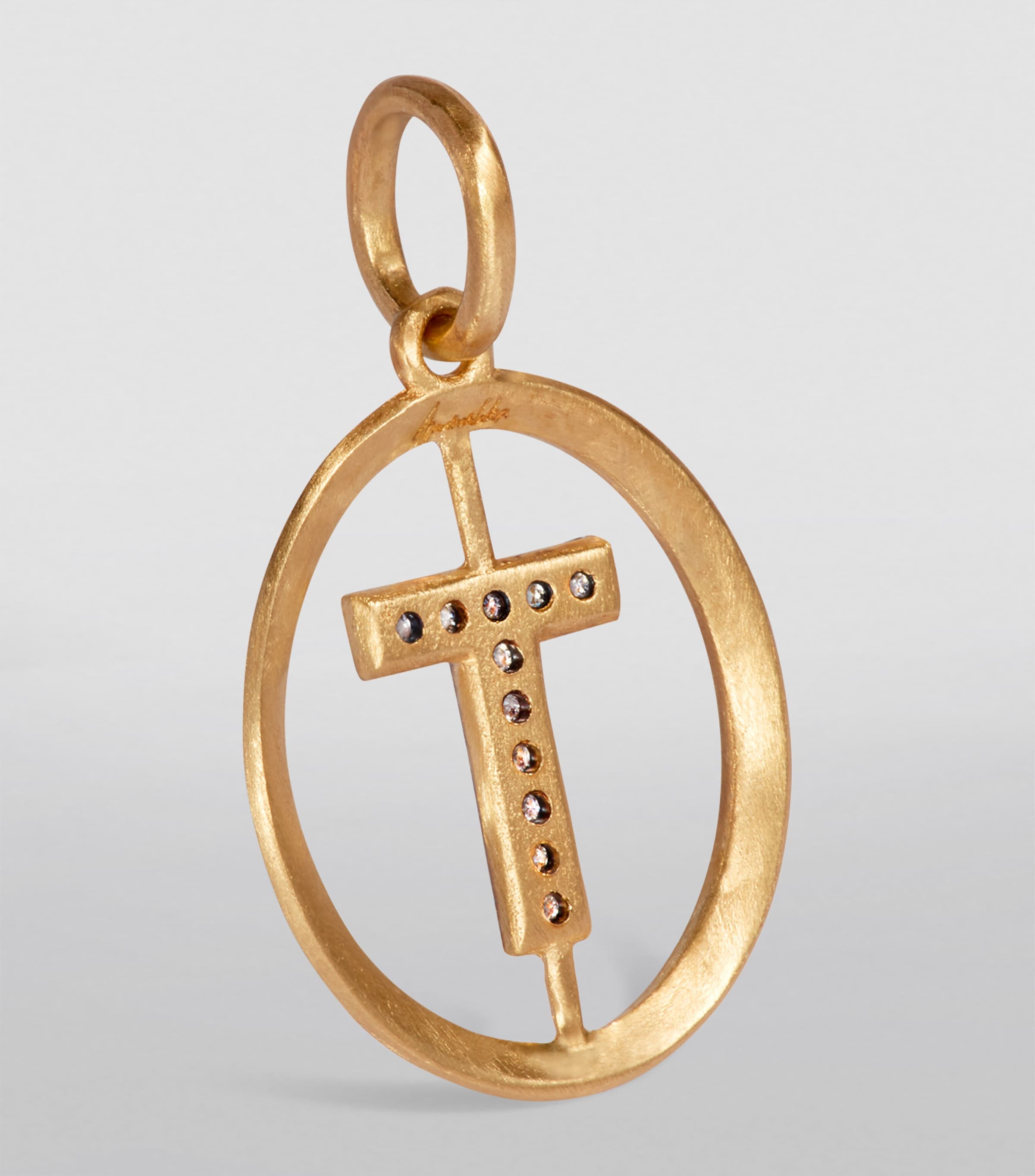 Yellow Gold and Diamond Initial T Pendant YELLOW GOLD Image 2