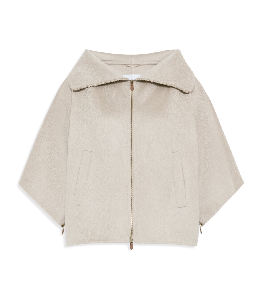 Max Mara Womens Cashmere Cape-Sleeve Jacket Sand Image 1