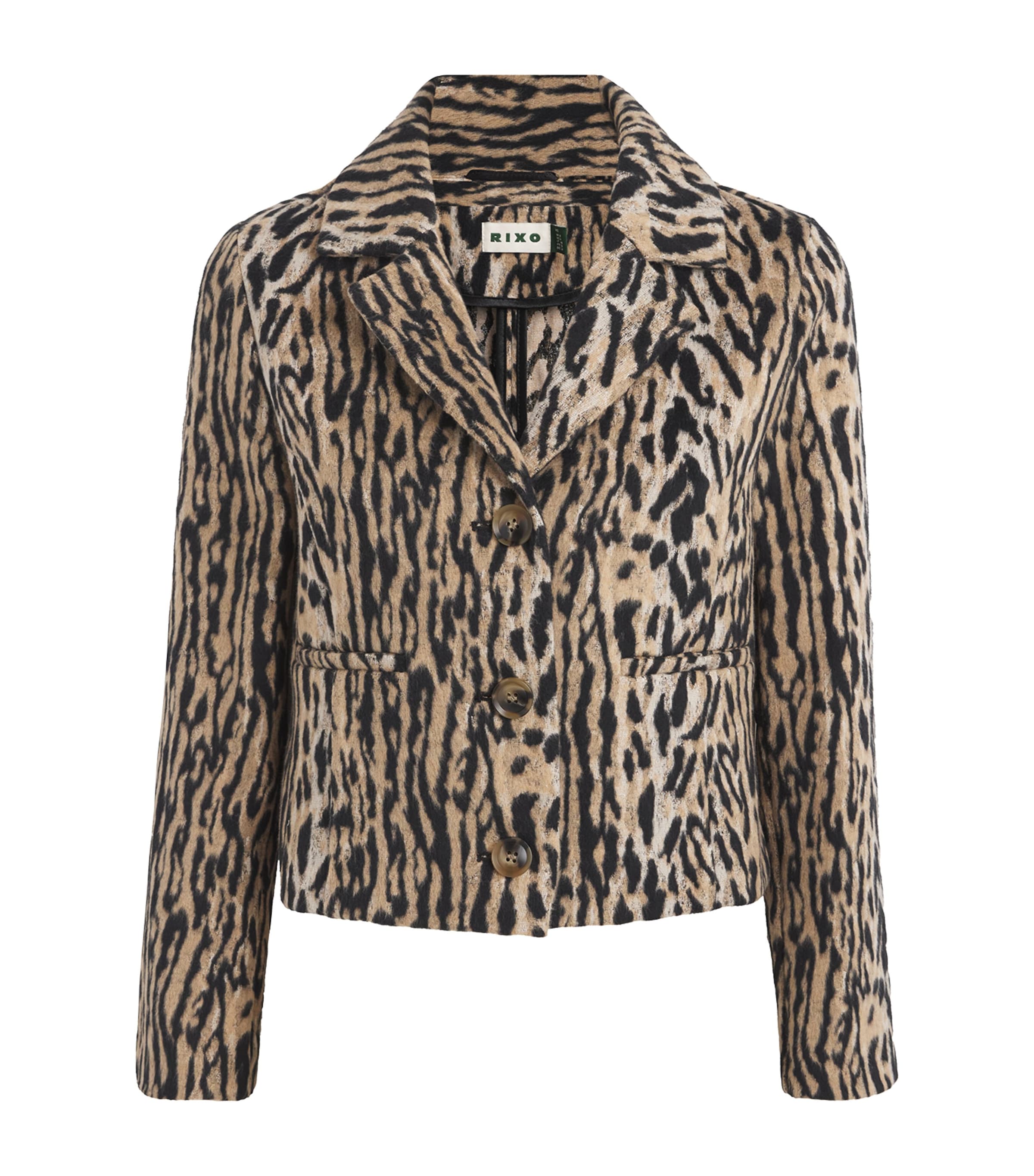 RIXO LONDON LEILA LEOPARD CROPPED JACKET