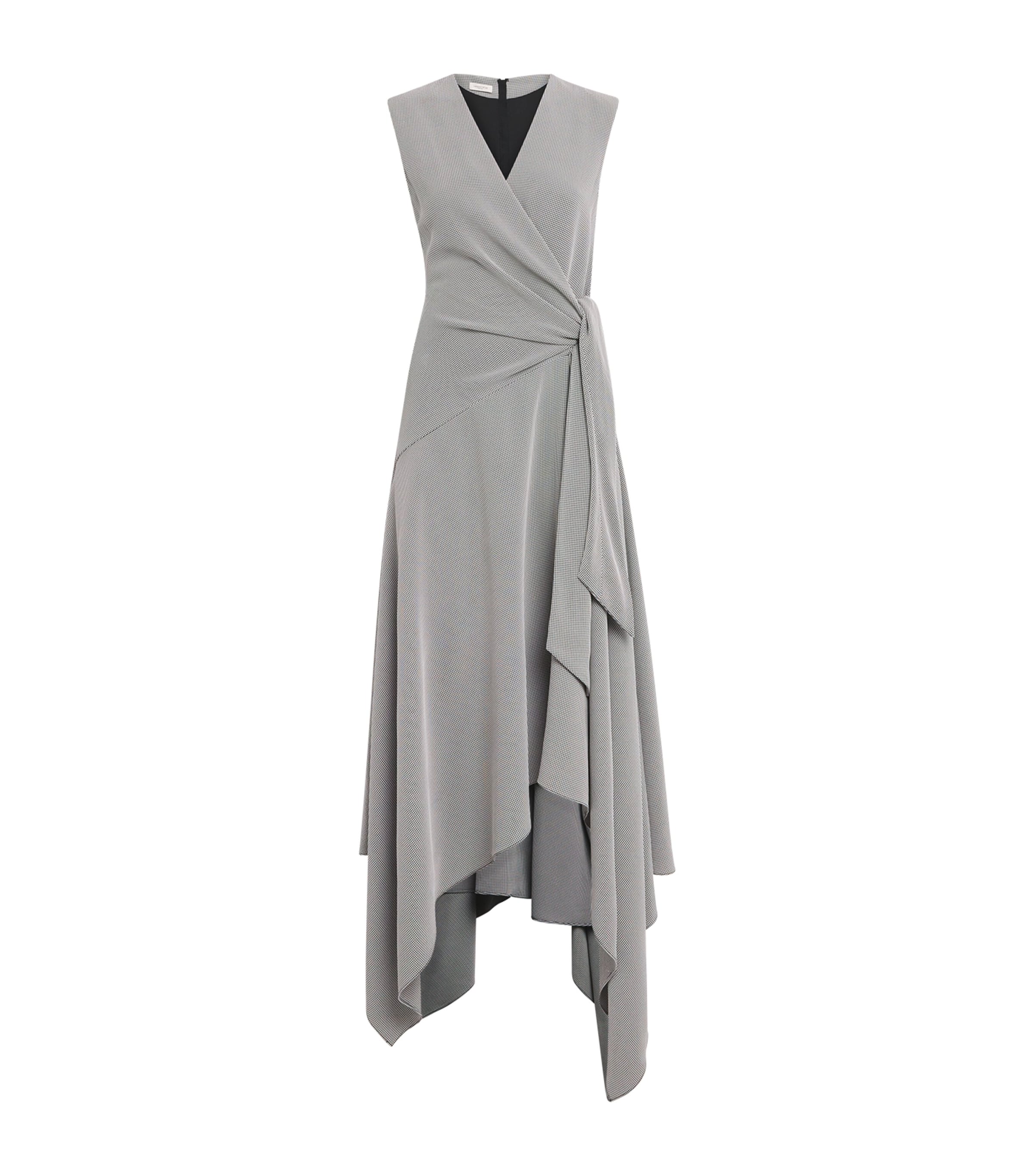 Lafayette 148 Houndstooth Handkerchief Midi Dress In Gray