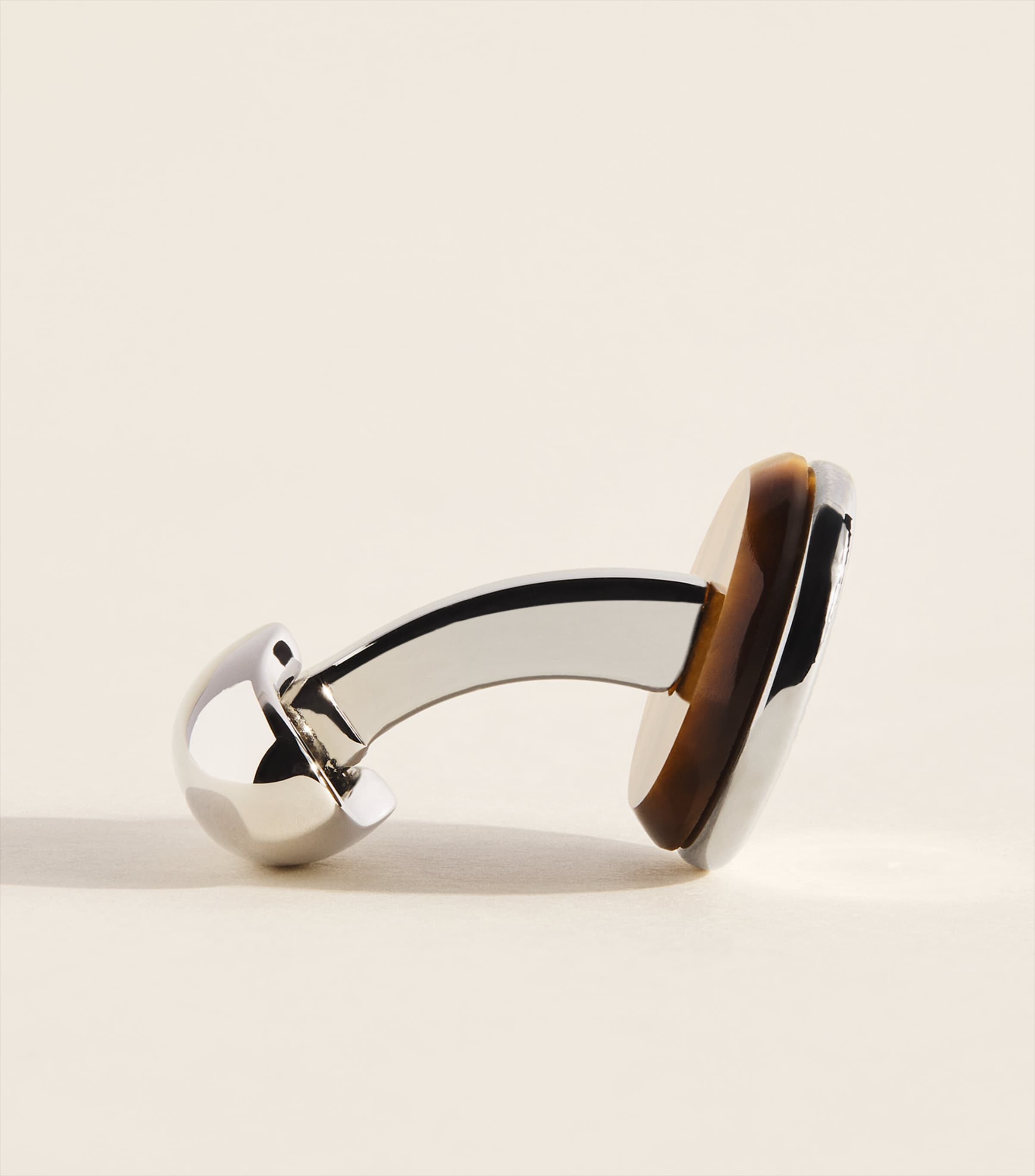 Babette Wasserman Rhodium-Plated Tiger’s Eye Tourbillon Cufflinks Tigers Eye Image 5