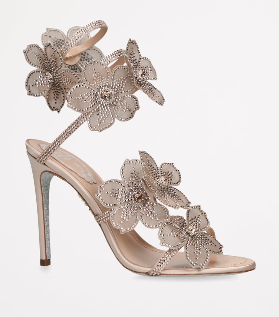 René Caovilla Satin Floral Cleo Sandals 105 Blush Image 3
