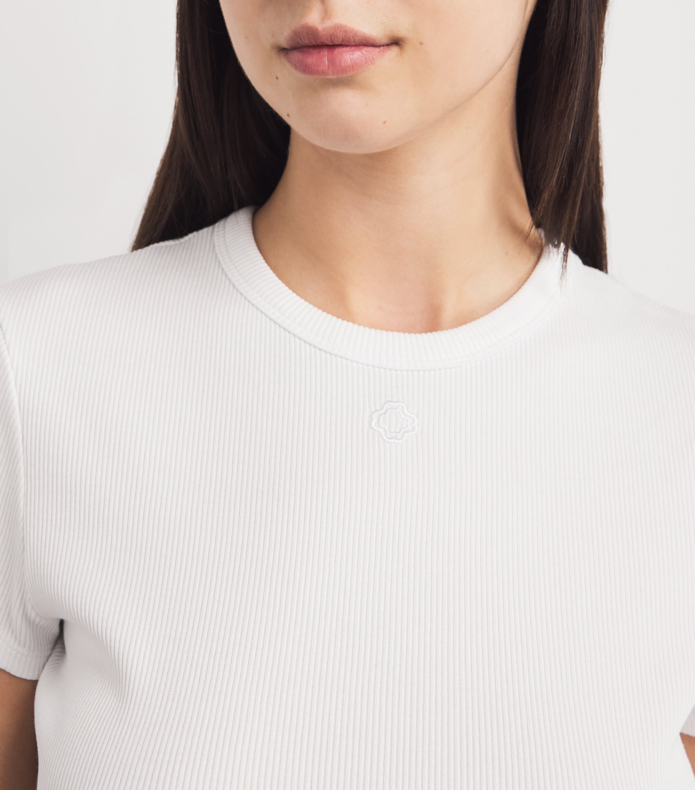 Stretch-Cotton Ribbed T-Shirt WHITE Image 6
