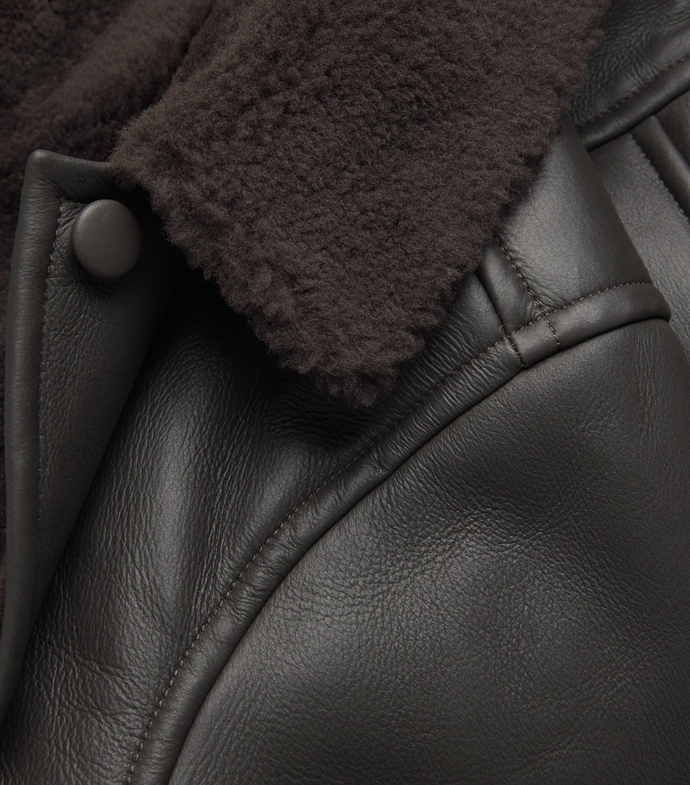 Shearling-Lined Leather Jacket BLACK BROWN Image 5