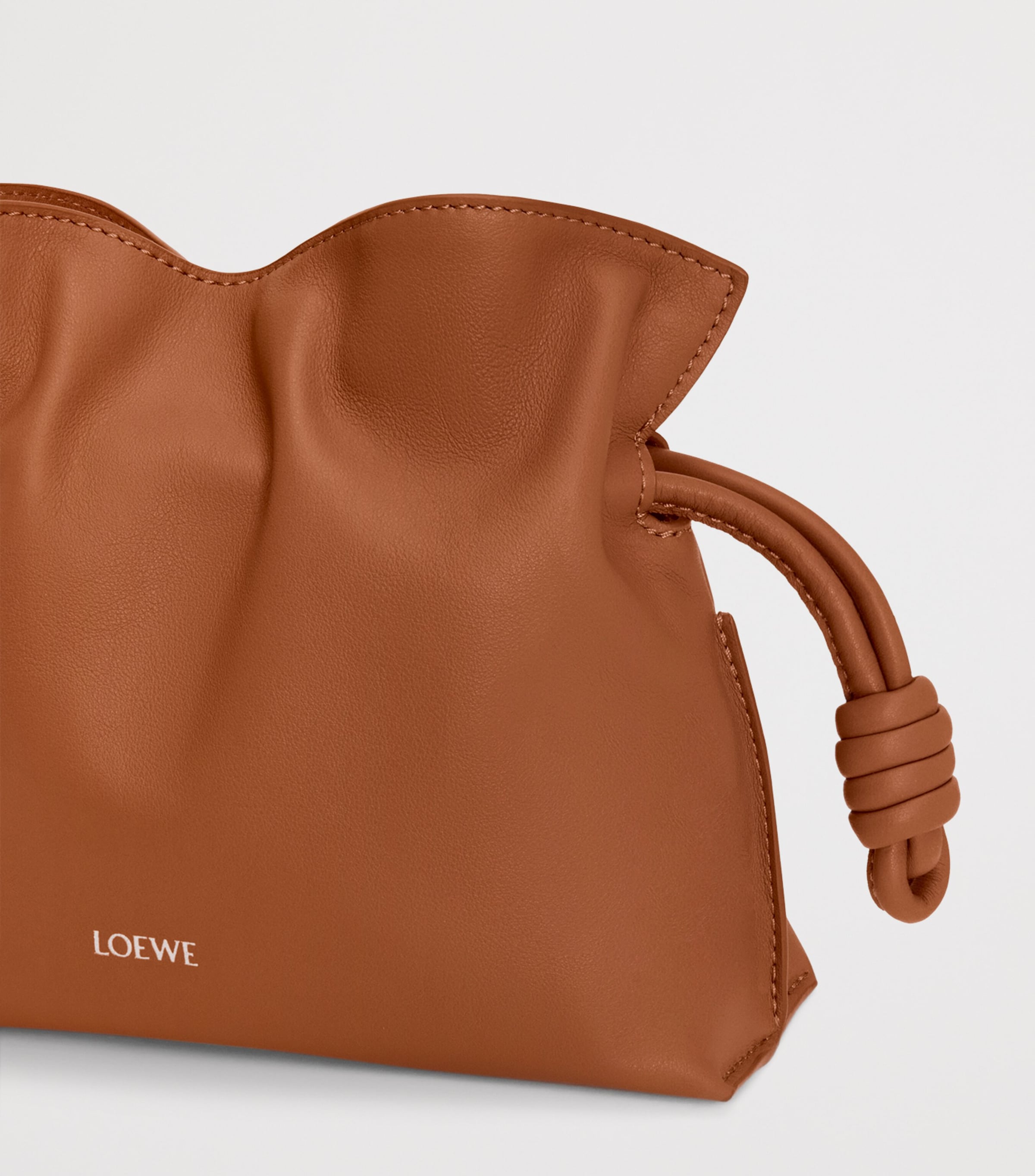 Mini Leather Flamenco Clutch Shoulder Bag SQUIRREL Image 6