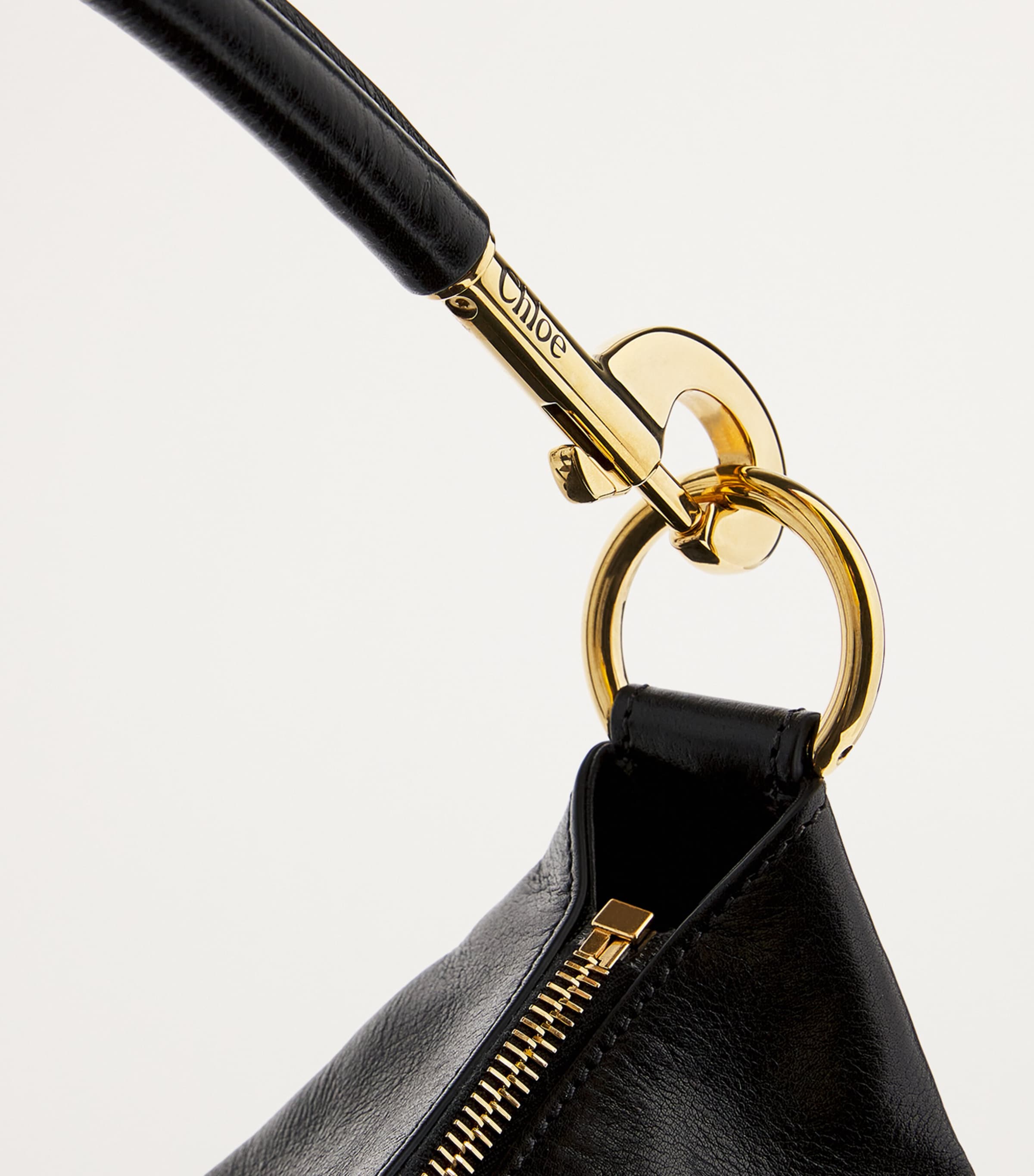 Large Leather Camera Shoulder Bag BLACK Image 4