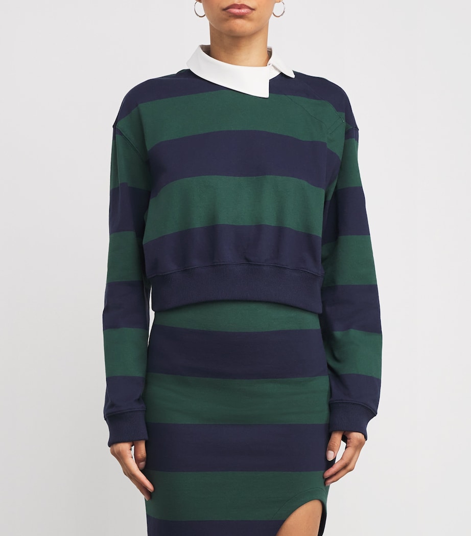 A.W.A.K.E. Mode Womens Organic Cotton Twisted-Collar Rugby Shirt Emerald Green/navy Image 3