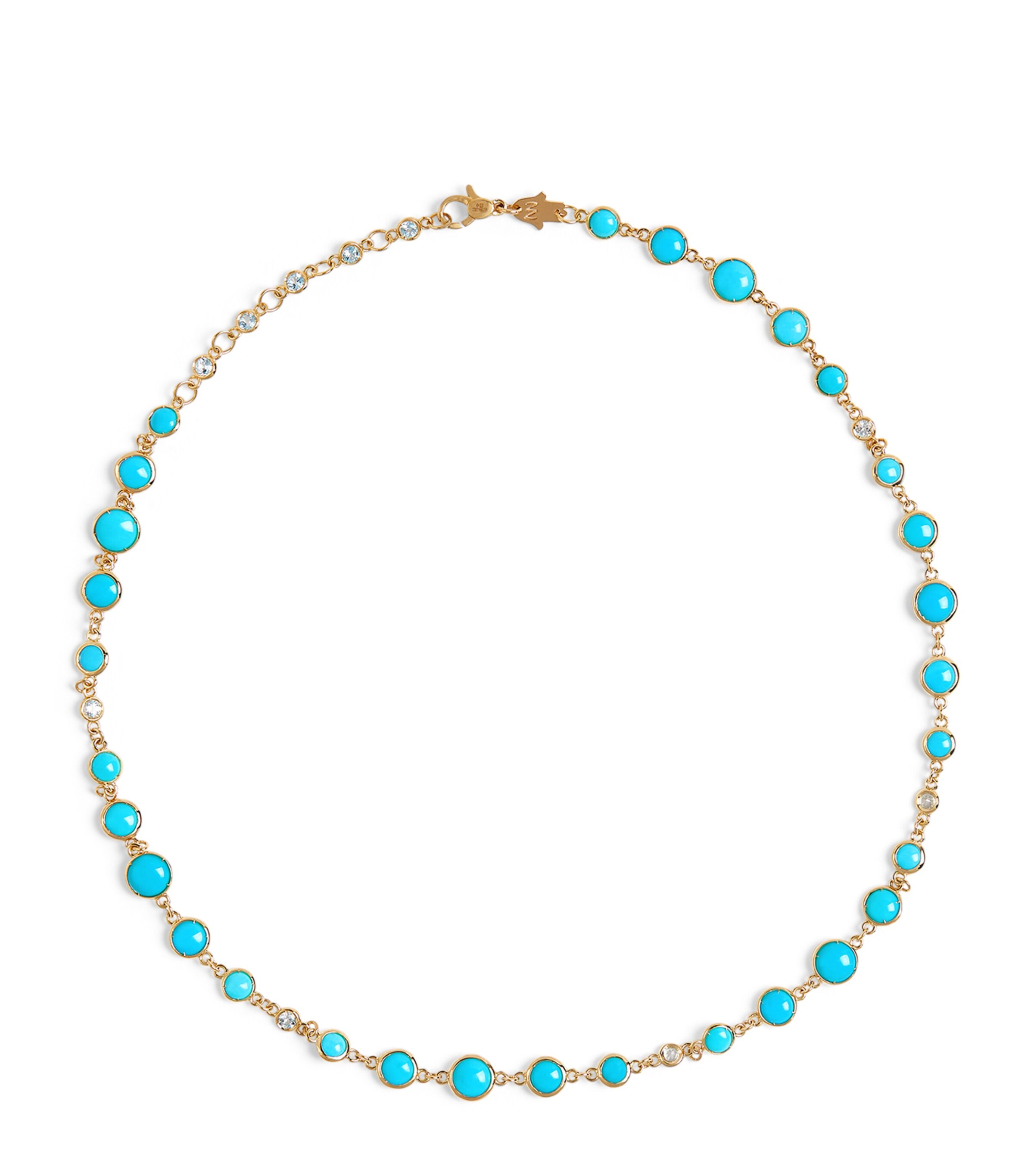 Netali Nissim Yellow Gold, Topaz and Turquoise Charmed Necklace Yellow Gold Image 1
