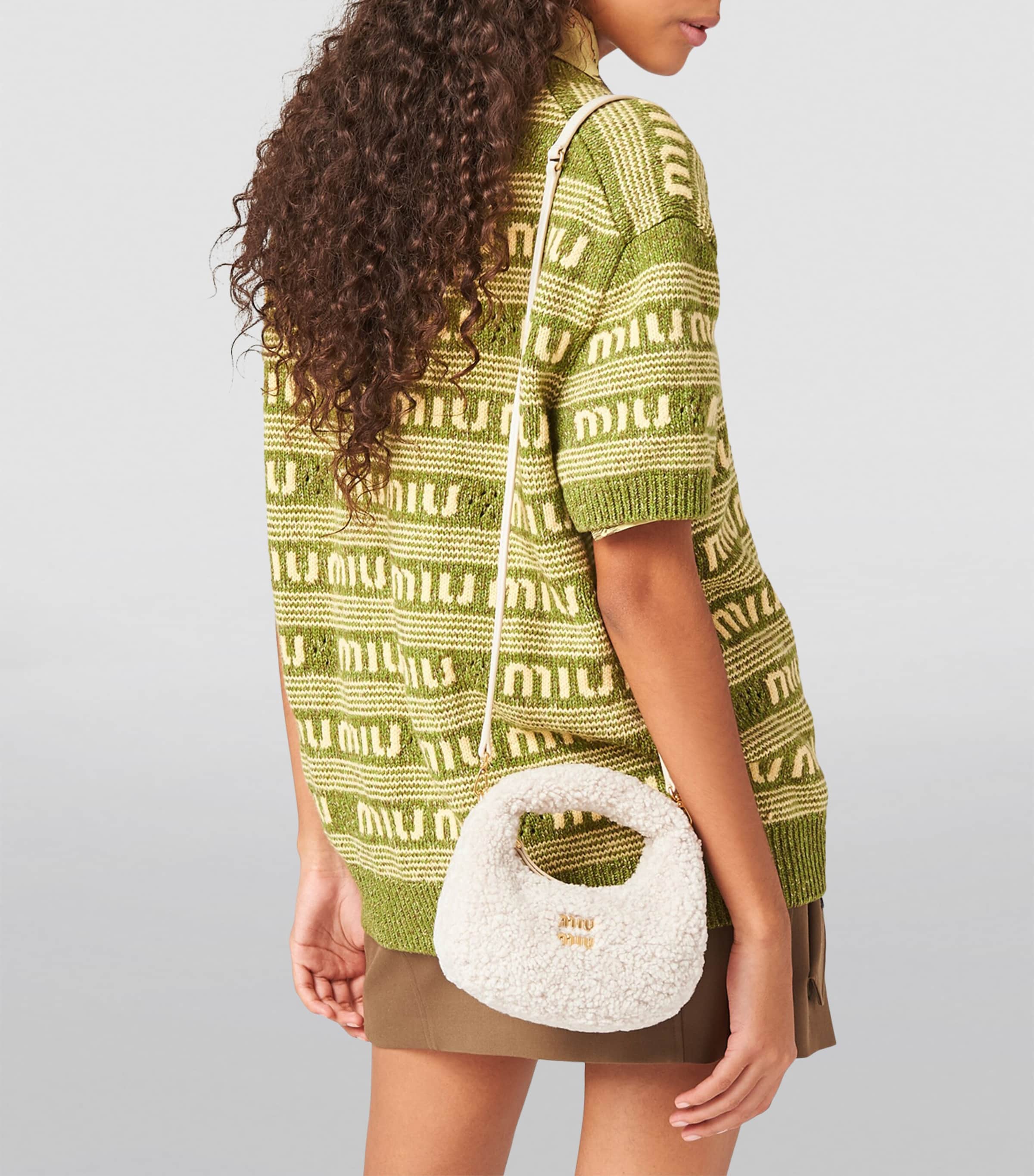 Mini Shearling Wander Top-Handle Bag F0304 Image 6