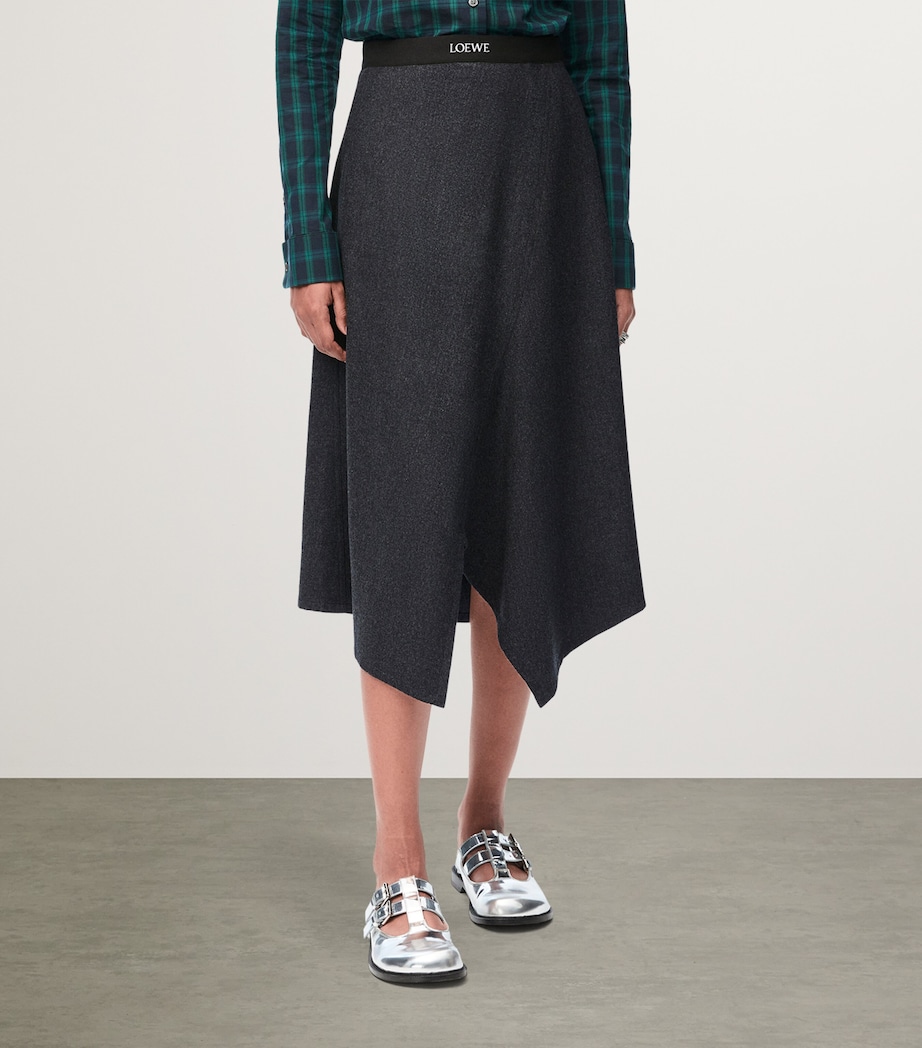 Wool-Blend Asymmetric Midi Skirt CHARCOAL MELANGE Image 3
