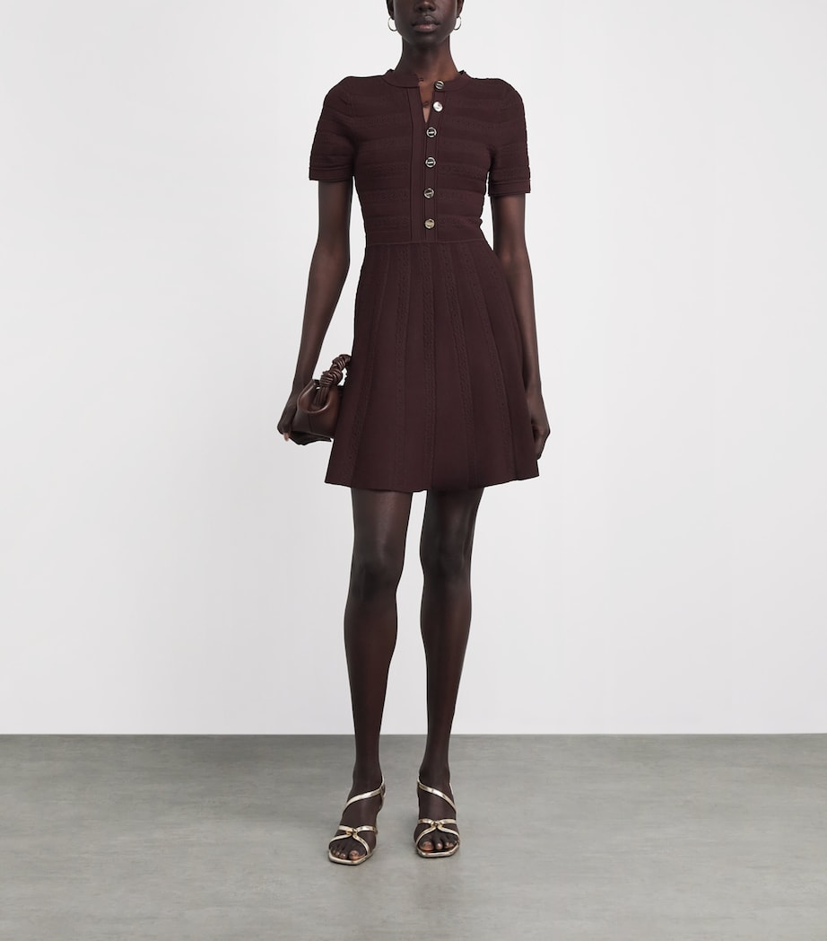 Sandro Paris Womens Knitted Button-Up Mini Dress Brown Image 2