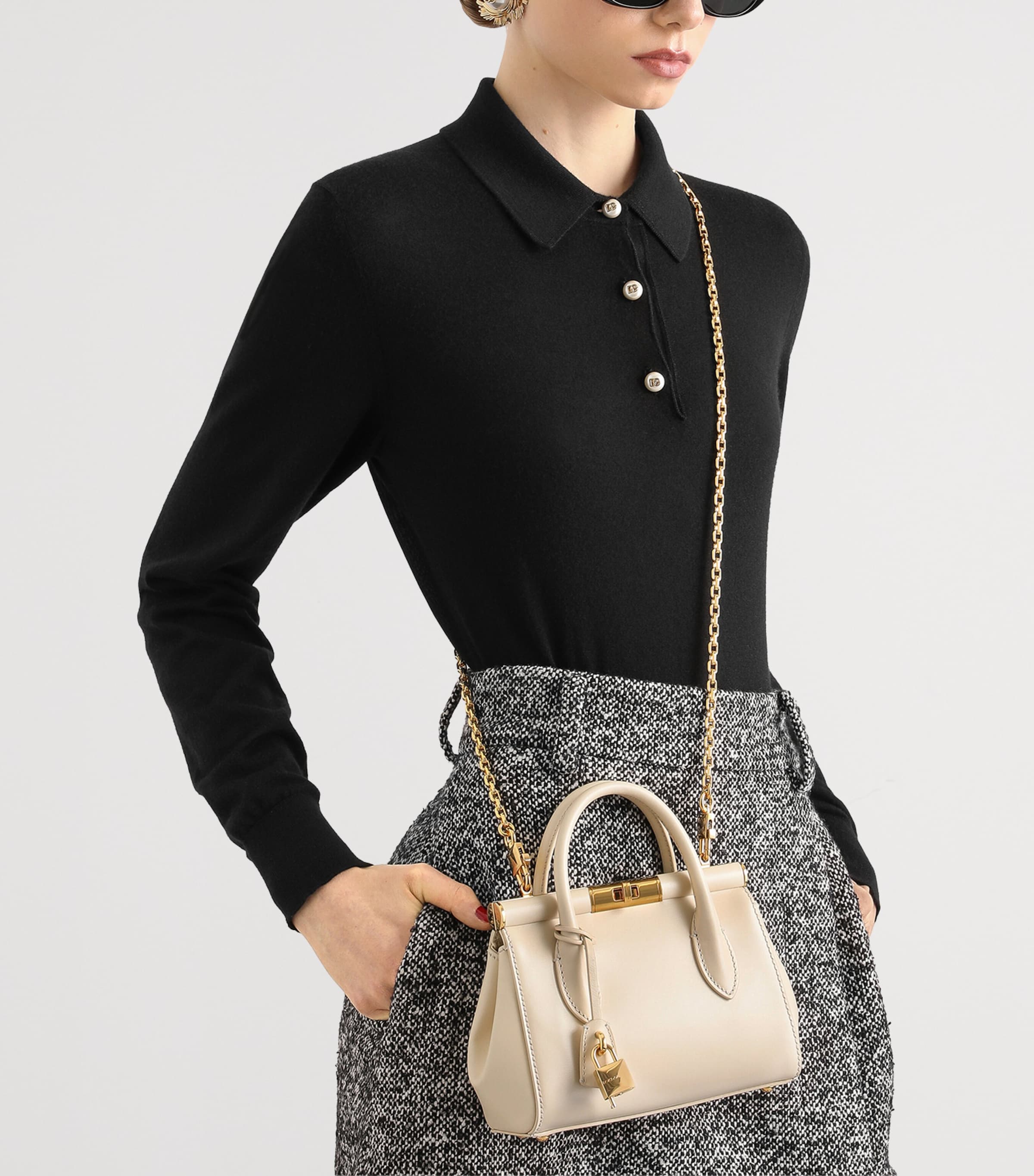 Dolce&Gabbana Mini Leather Marlene Top-Handle Bag Burro Image 5