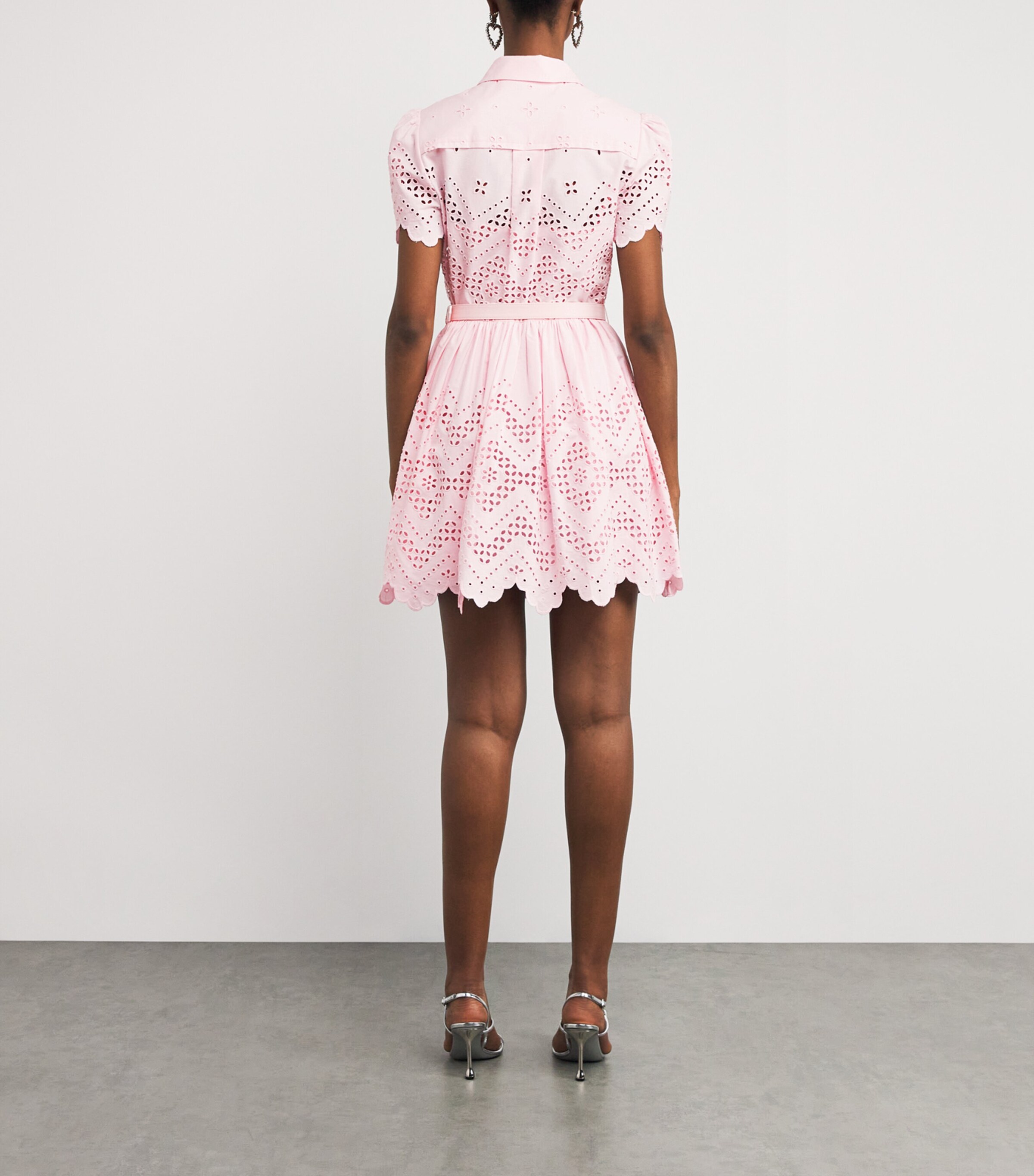 Broderie Anglaise Belted Mini Dress PINK Image 3