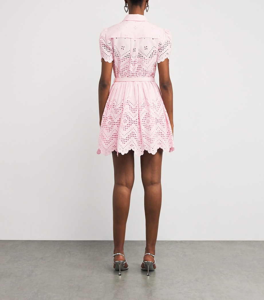 Broderie Anglaise Belted Mini Dress PINK Image 3