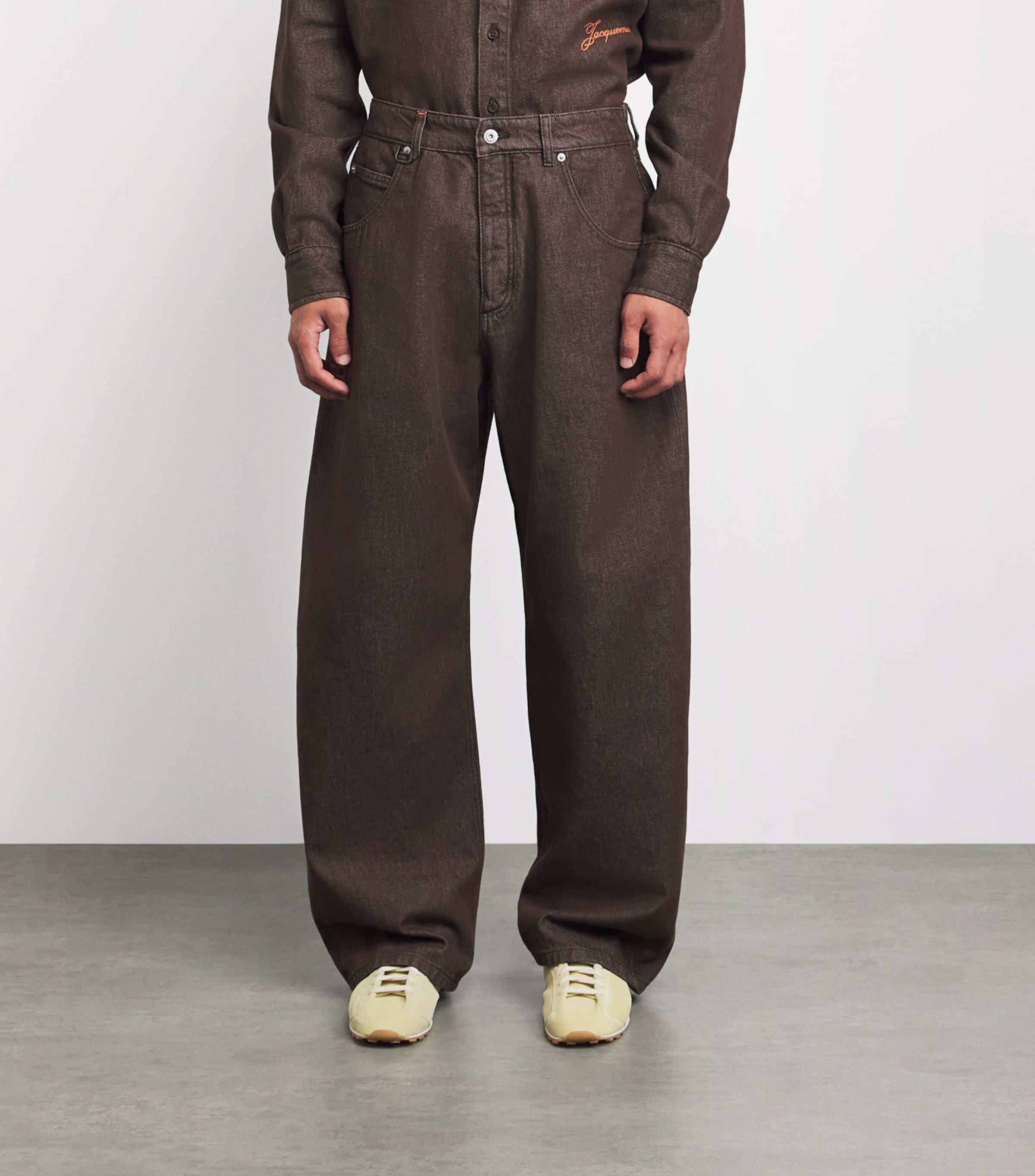 Jacquemus Mens Tempo Barrel Jeans Brown Image 4