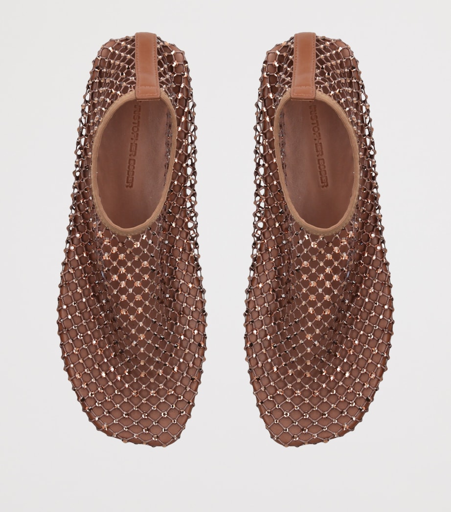 Mesh Embellished Minette Ballet Flats TAN Image 4