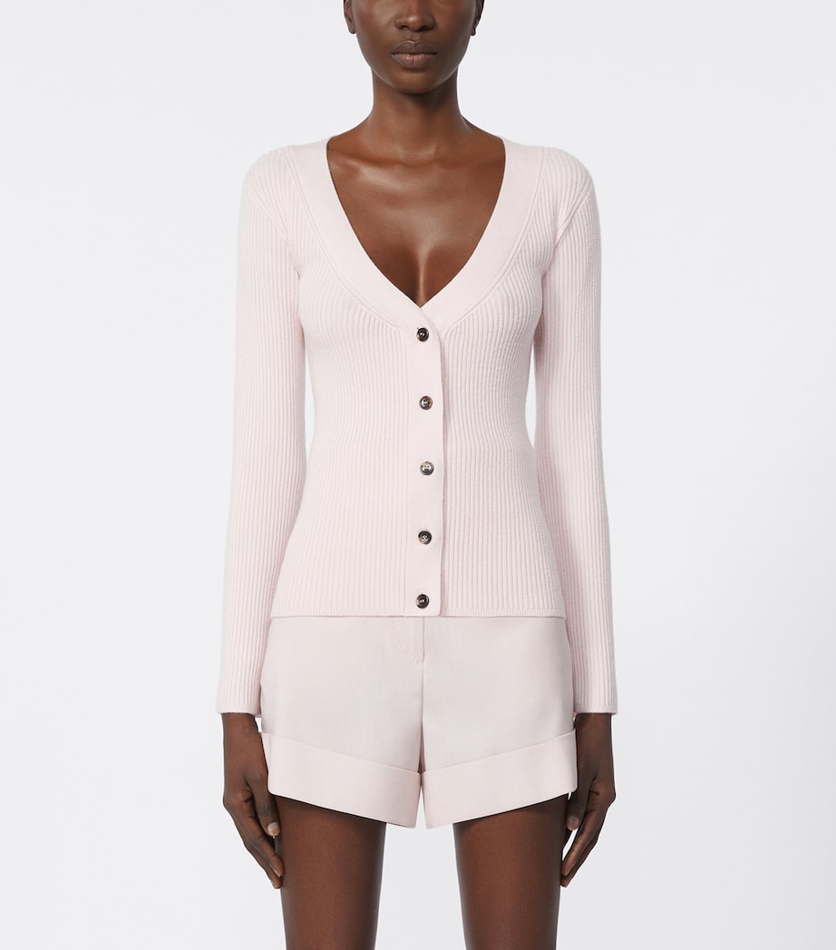 Wool-Blend Ribbed Cardigan PINK Image 3
