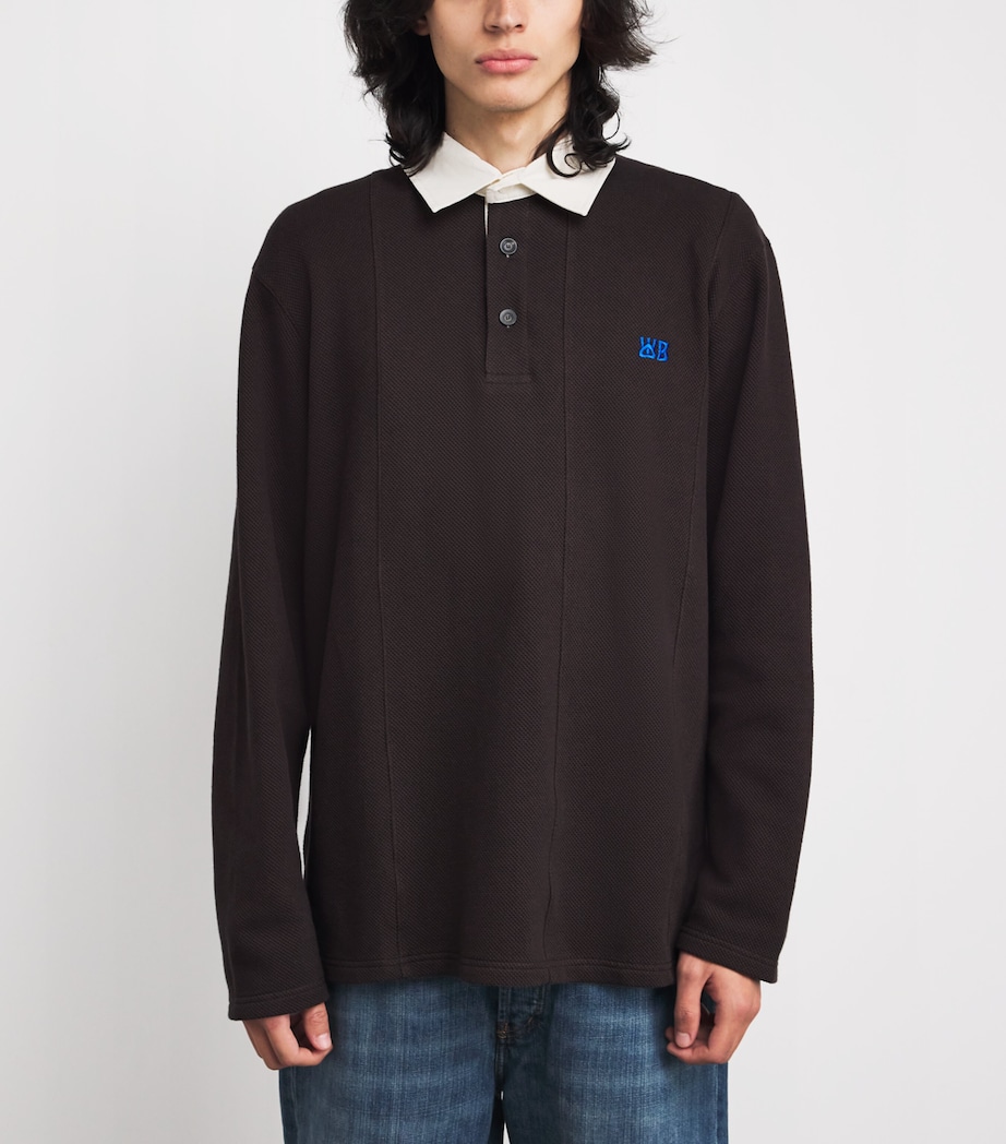 Cotton Polo Shirt DARK BROWN Image 3