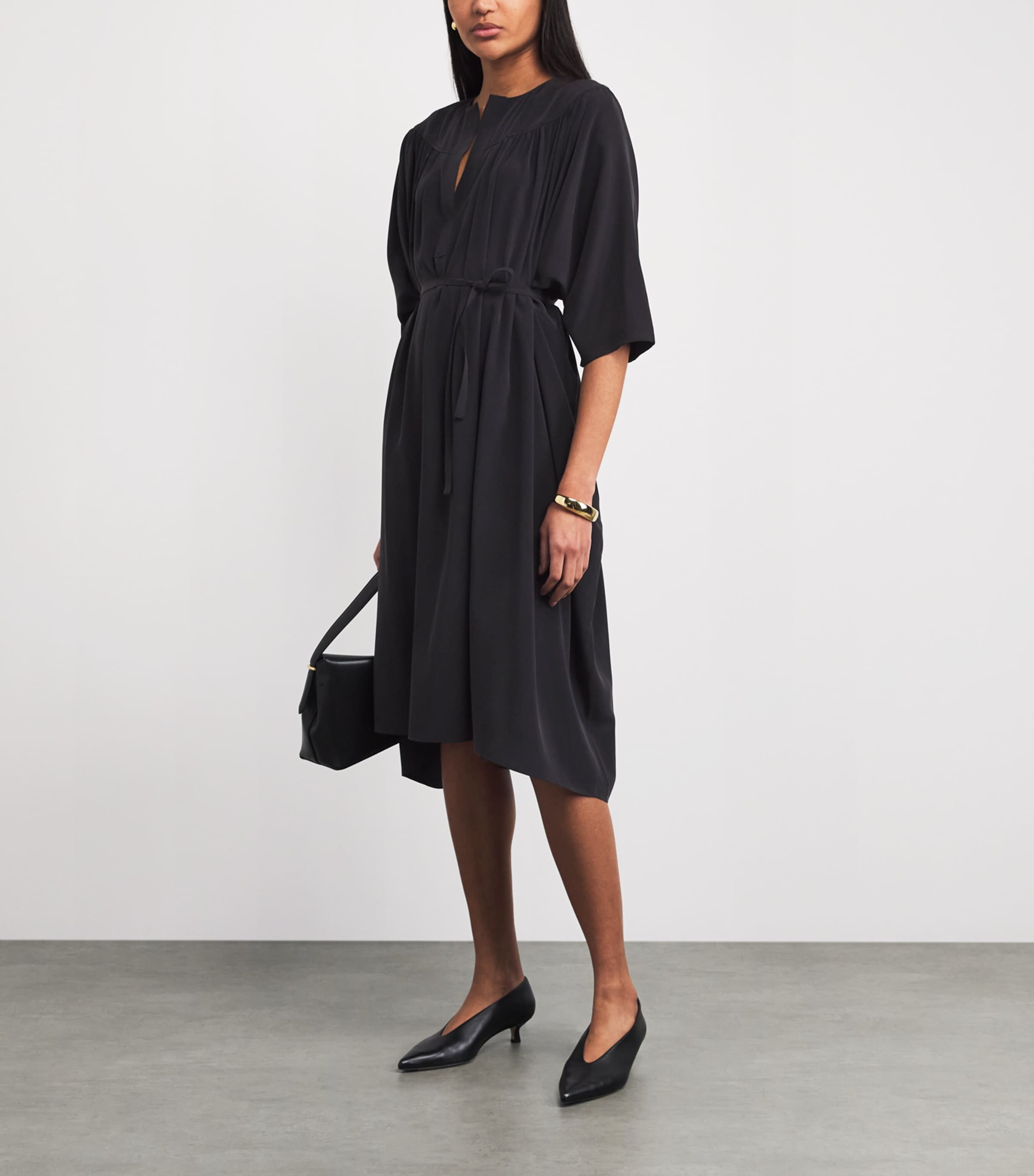 Yves Salomon Womens Silk Crepe Midi Dress Image 2
