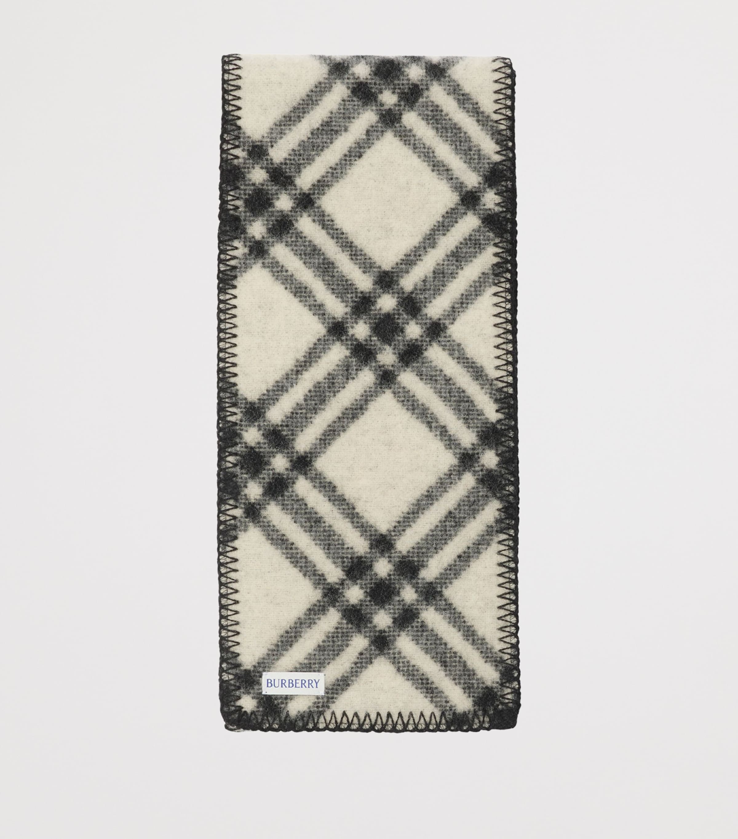 Wool Check Scarf BLACK Image 2