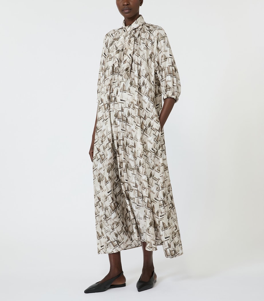 Max Mara Womens Silk Sailboat Midi Dress Stone Image 2