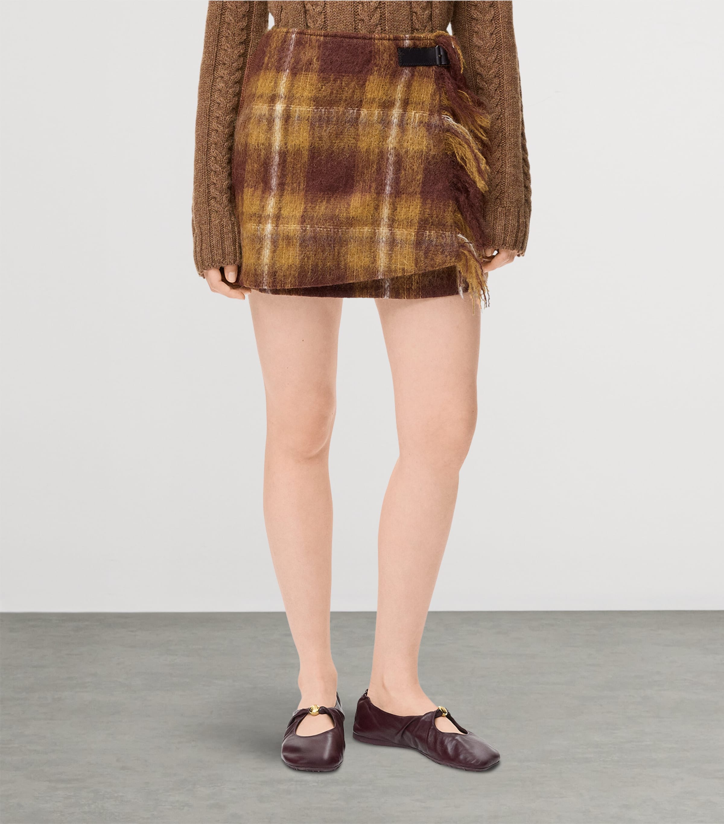 Mohair-Wool Buckled Mini Skirt YELLOW/MULTICOLOR Image 3