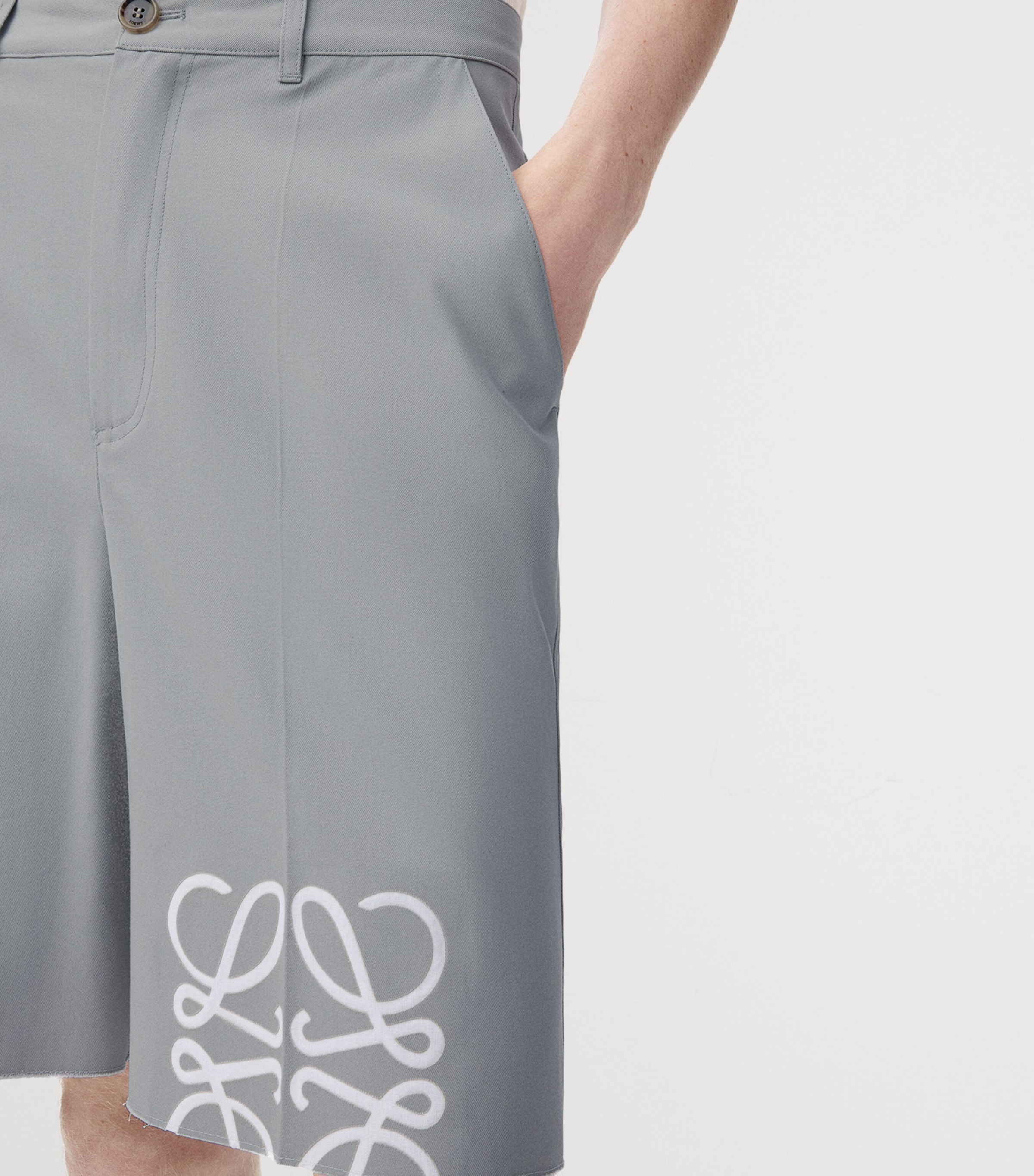LOEWE Grey Cotton Tailored Anagram Shorts | Harrods UK