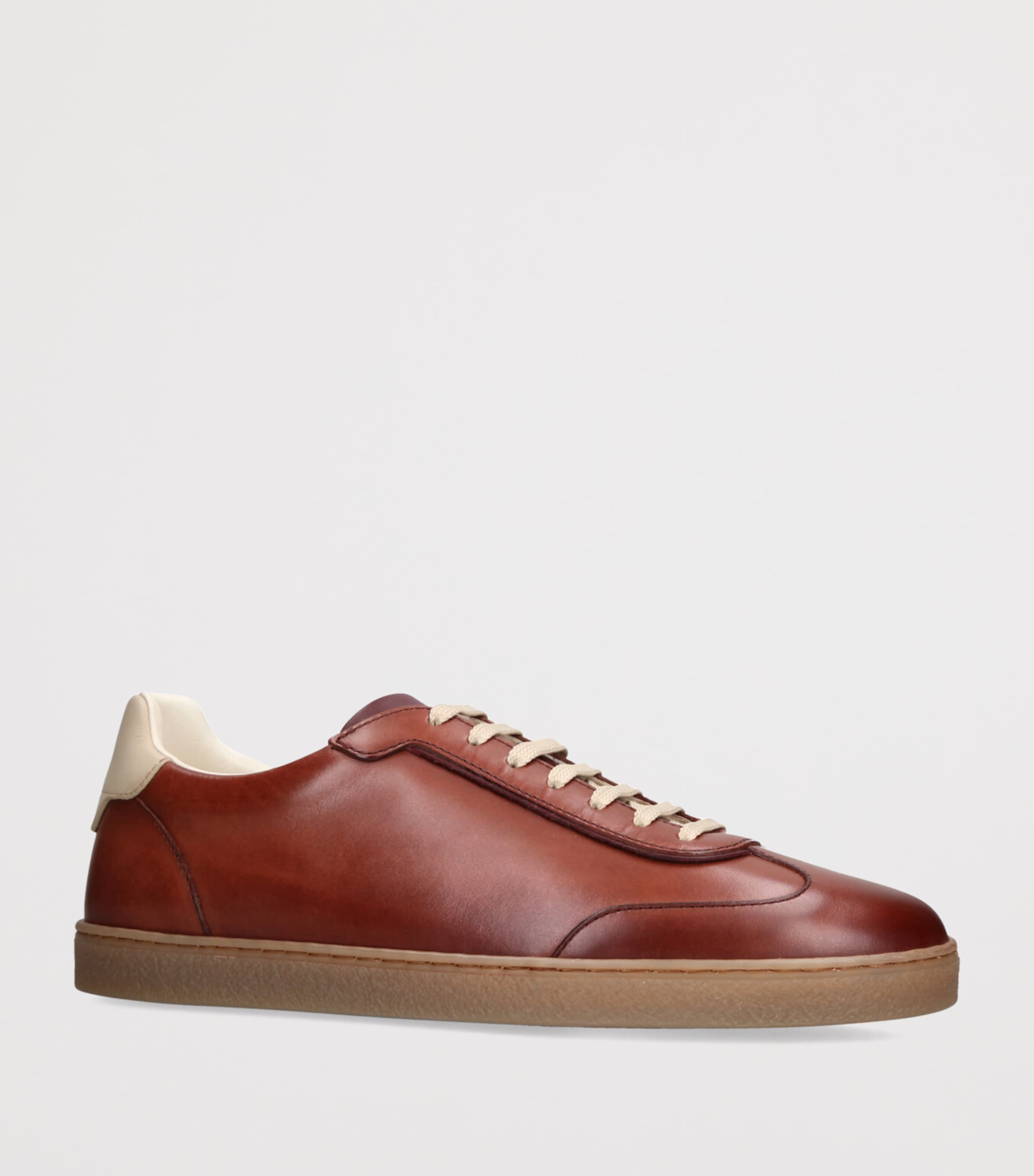 Brunello Cucinelli Burgundy Leather Sneakers | Harrods US