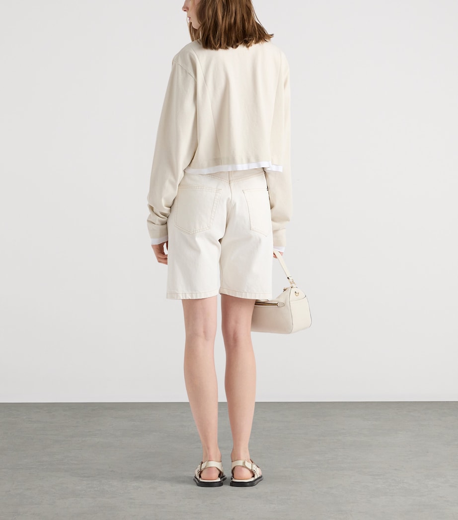 Prada Womens Old Denim Shorts White Image 5