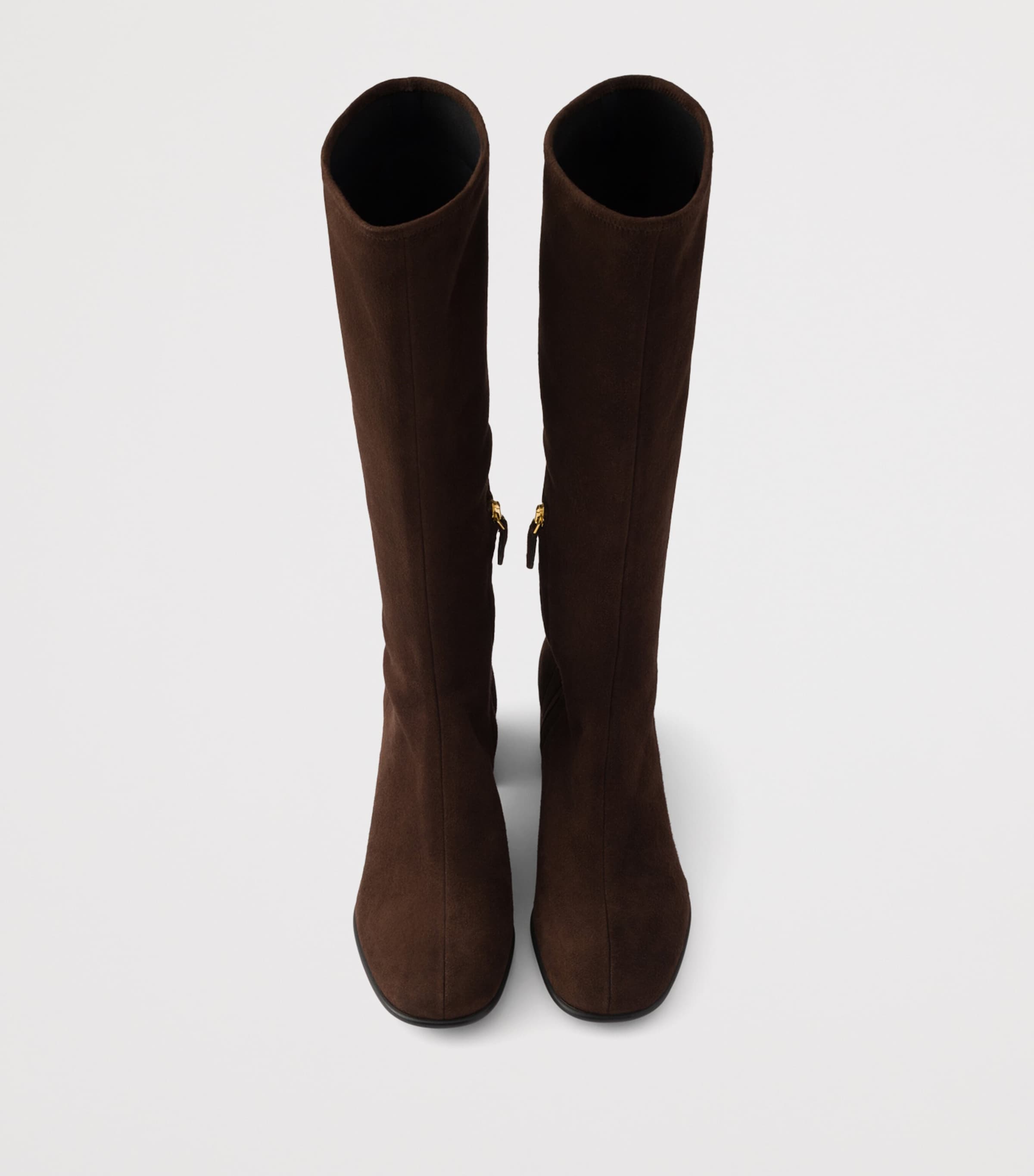 Prada Womens Stretch Suede Knee-High Boots 55 Brown Image 3