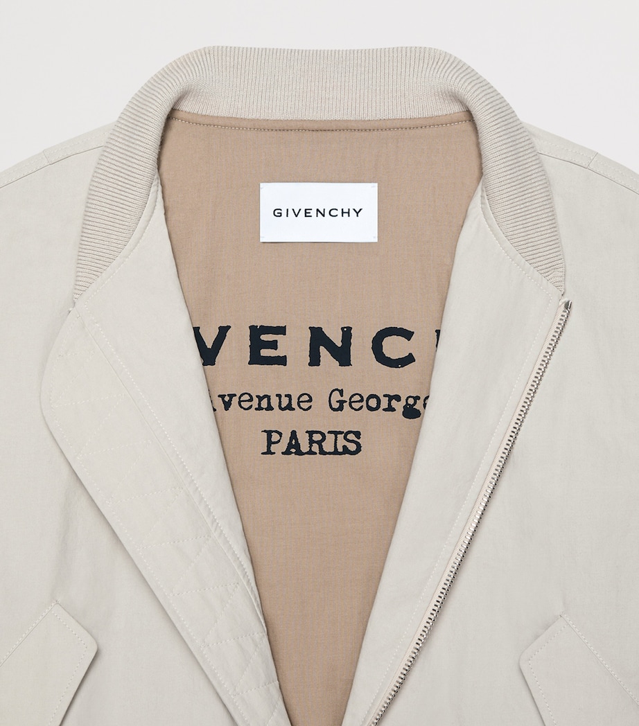 Cotton Blend Bomber Jacket LIGHT BEIGE Image 5