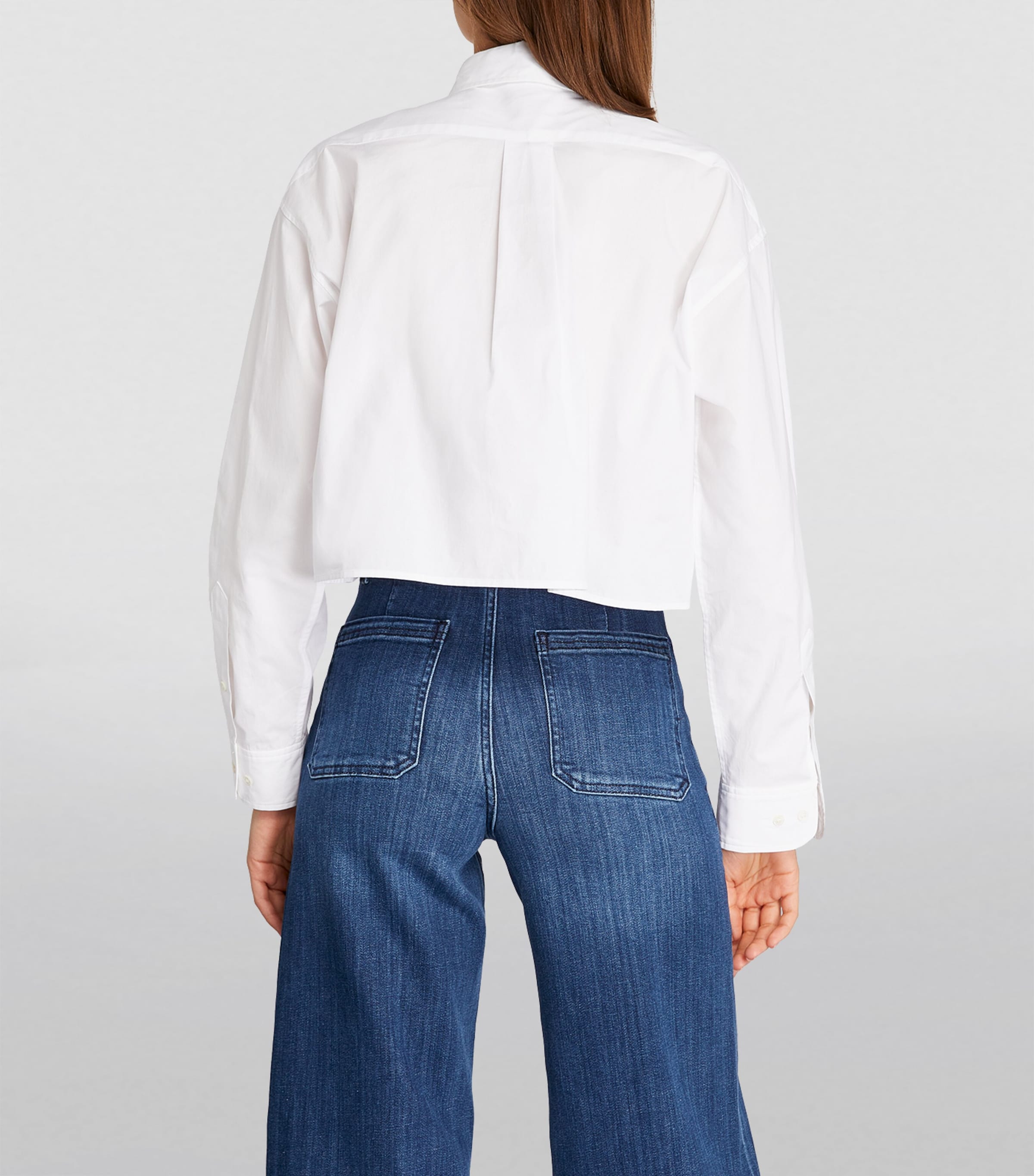 Cotton Logo Cropped Shirt WHITE Image 4