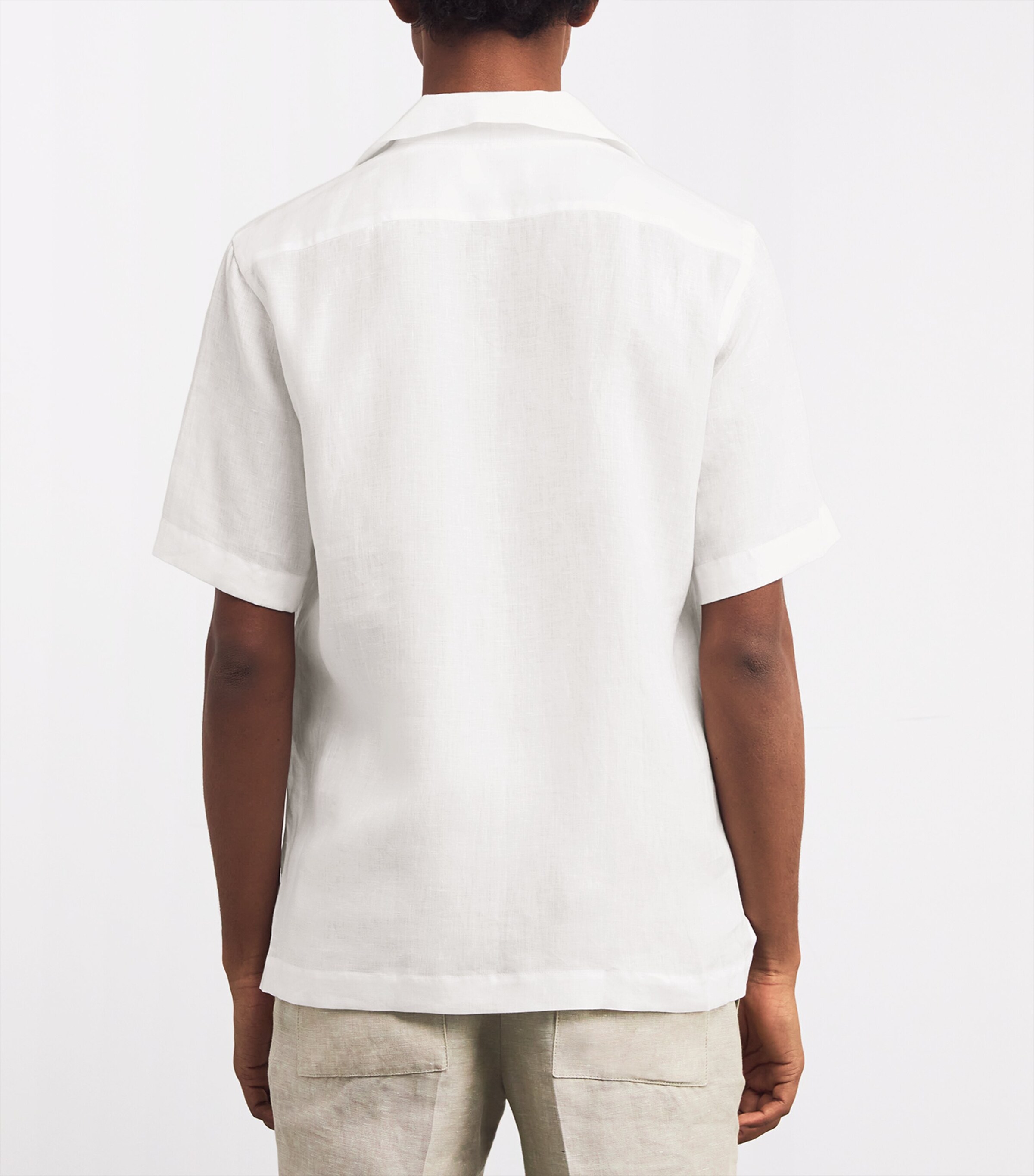 Lardini White Linen Notched-Collar Shirt | Harrods US