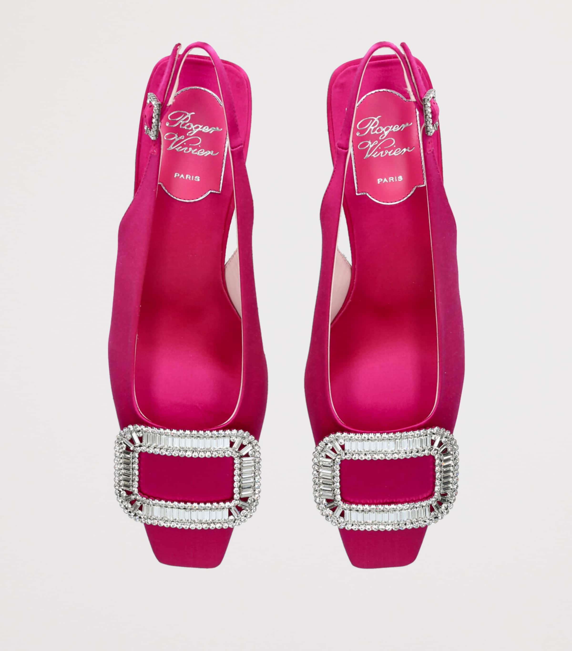 Roger Vivier Satin Pilgrim Slingback Pumps 45 Pink Image 4
